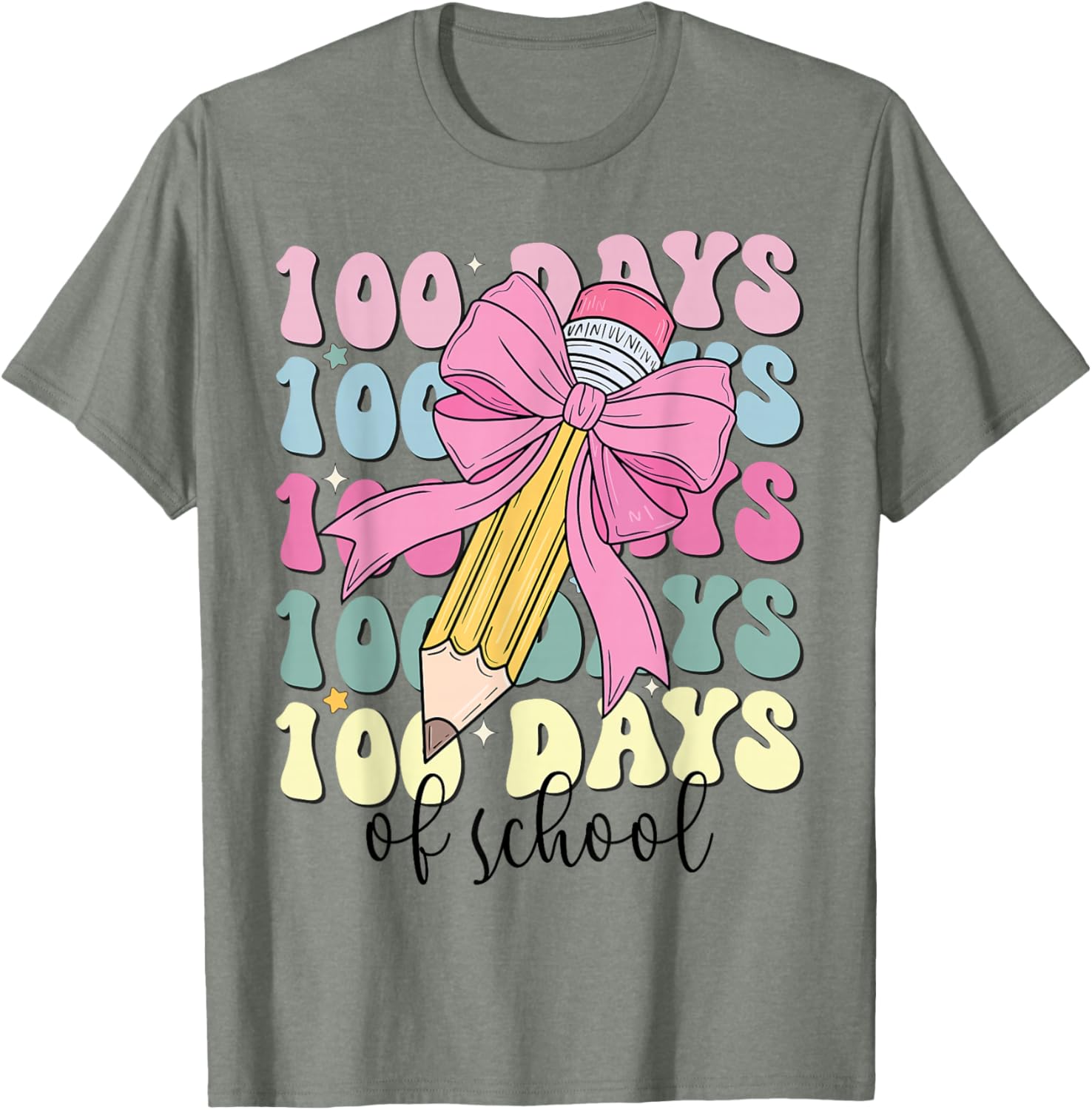 Adorable 100 Days of School Girls Coquette Bow T-Shirt for Kids - 5