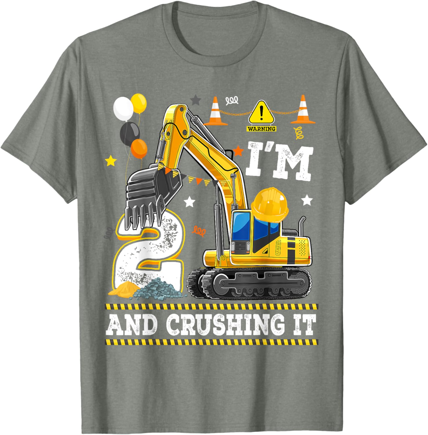 Adorable 2nd Birthday Excavator Digger Builder T-Shirt for Kids - 20