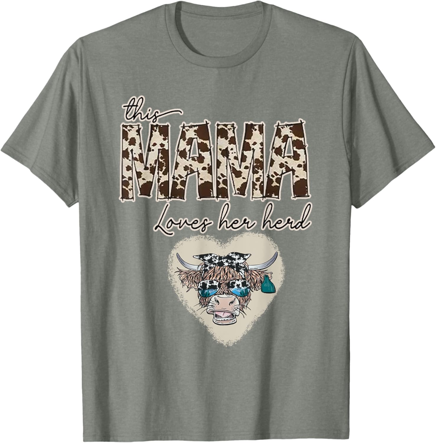 Cute Cow Print Mama Shirt for Farmers, Love Your Herd T-Shirt - 7