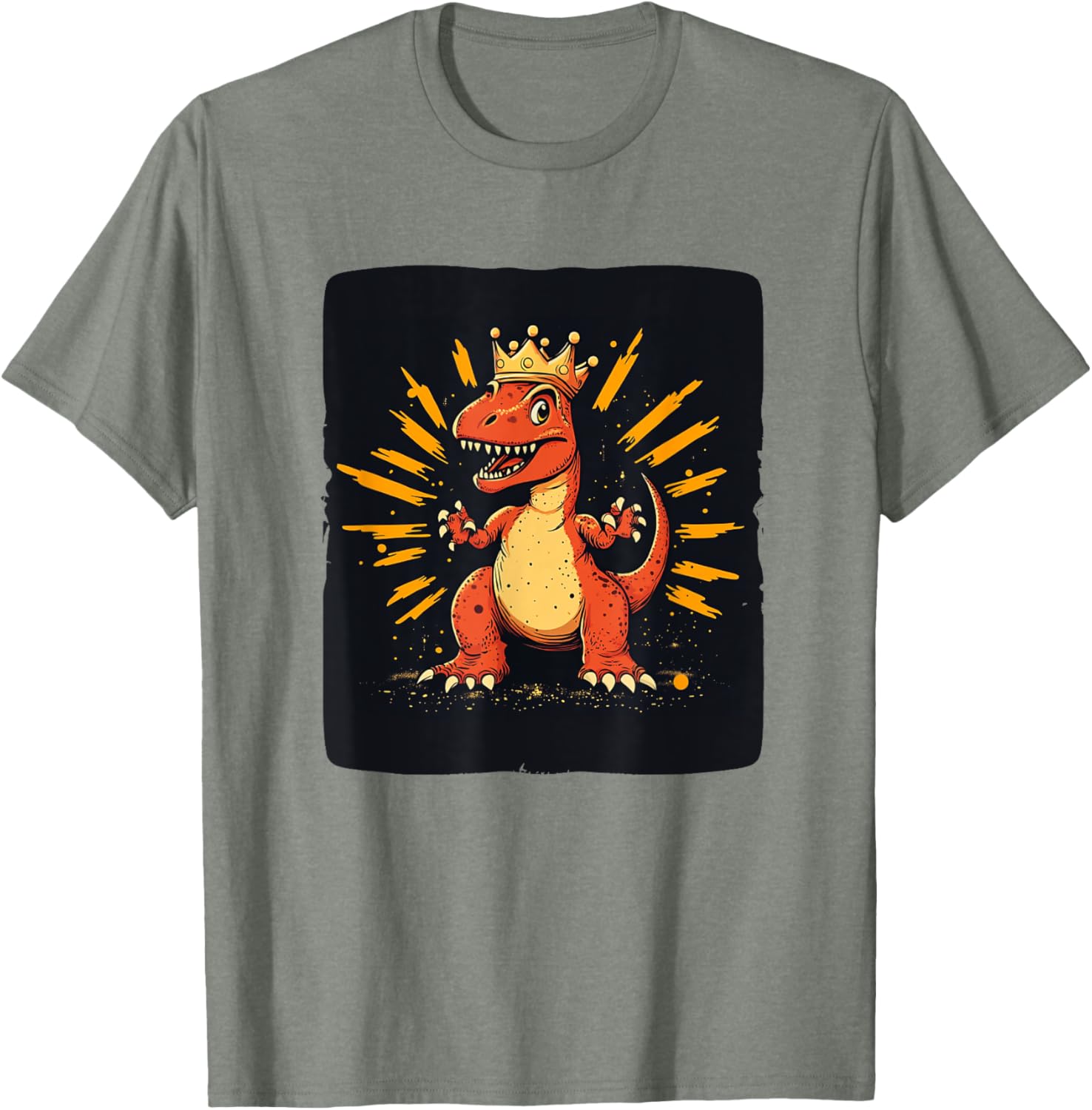 Cool Red Dinosaur Costume T-Shirt with Crown for King Lovers - 11