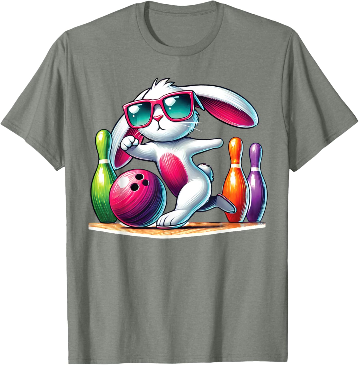 Bunny Ear Easter Bowling T-Shirt for Fun Egg Hunt Celebrations - 6