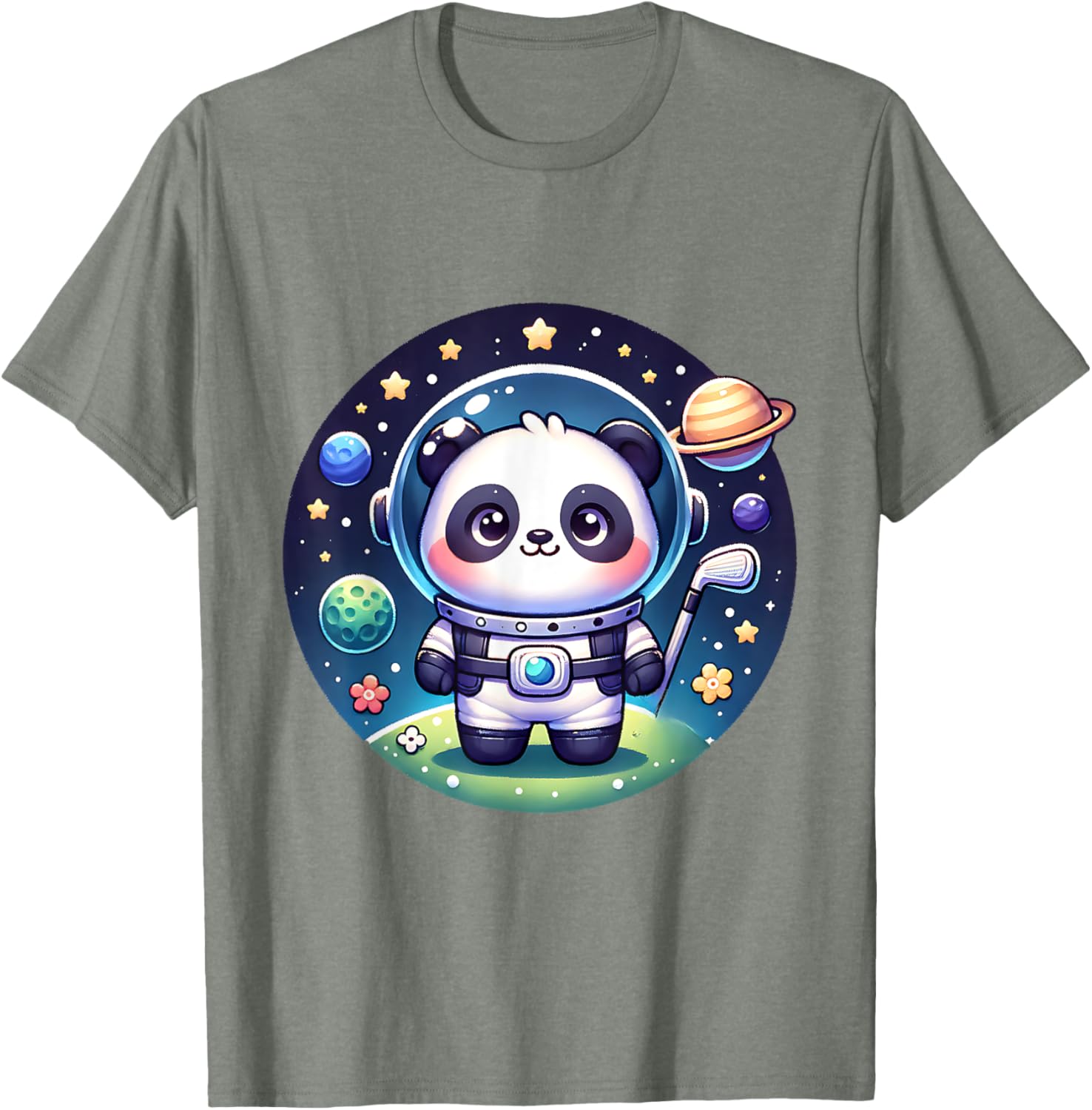 Cosmic Golfer Panda Bear Astronaut T-Shirt for Golf Lovers - 7