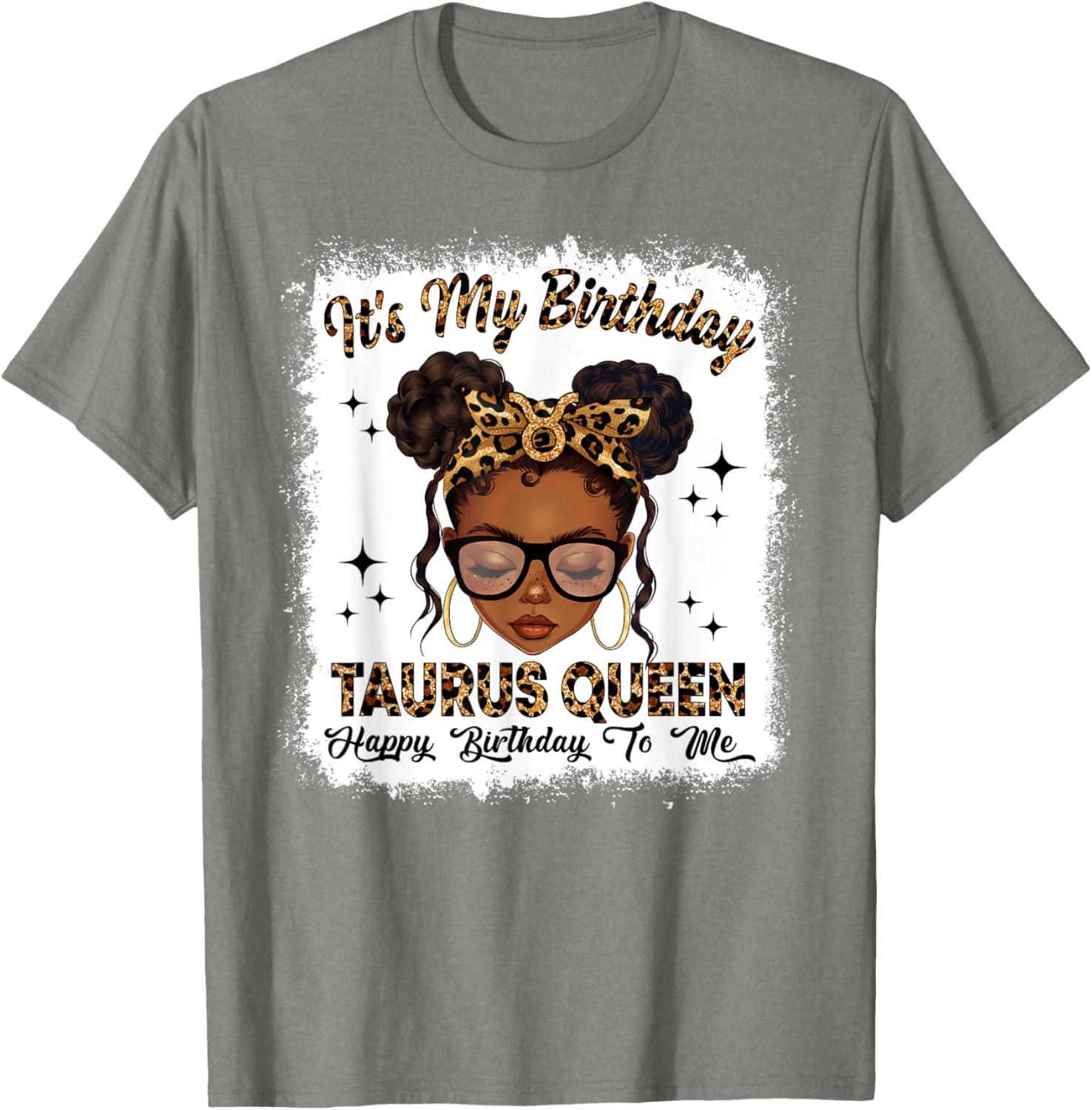 Taurus Queen Messy Bun T-Shirt for Women – Zodiac Birthday Gift - 15