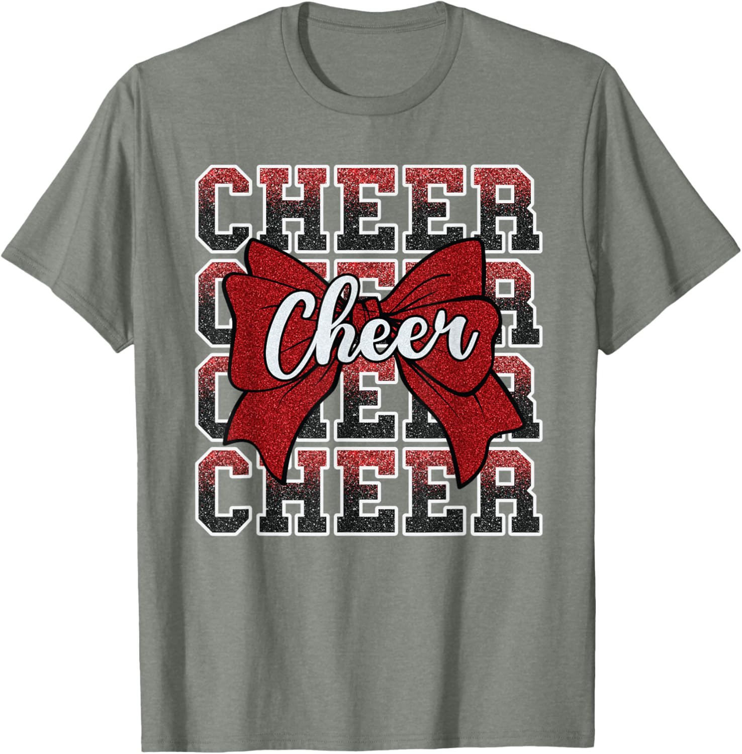 Coquette Cheer Bow Funny Sport Cheerleader Red T-Shirt for Cheer Fans - 16