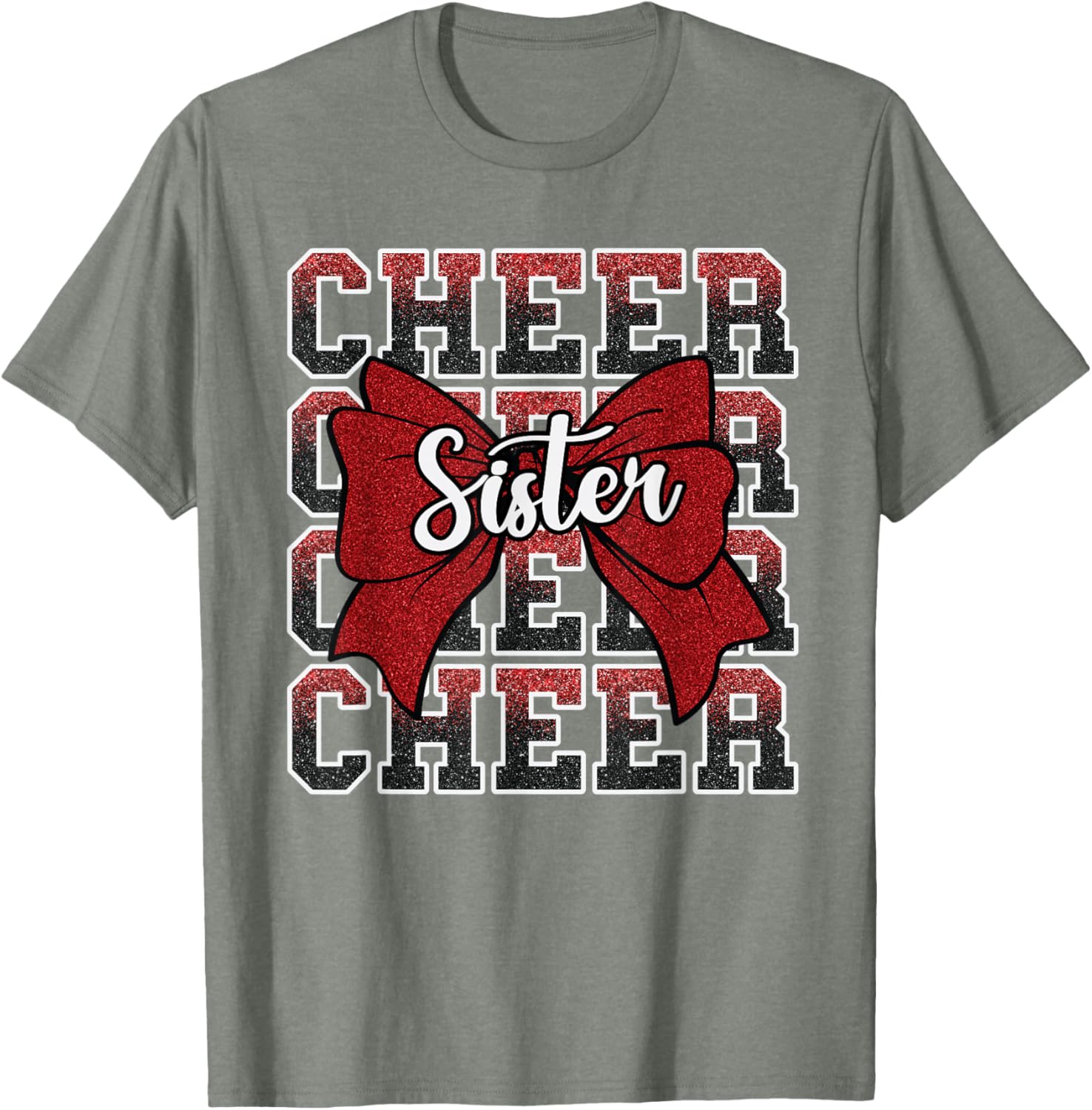 Coquette Cheer Sister Bow Red T-Shirt for Sport Cheerleaders - 24