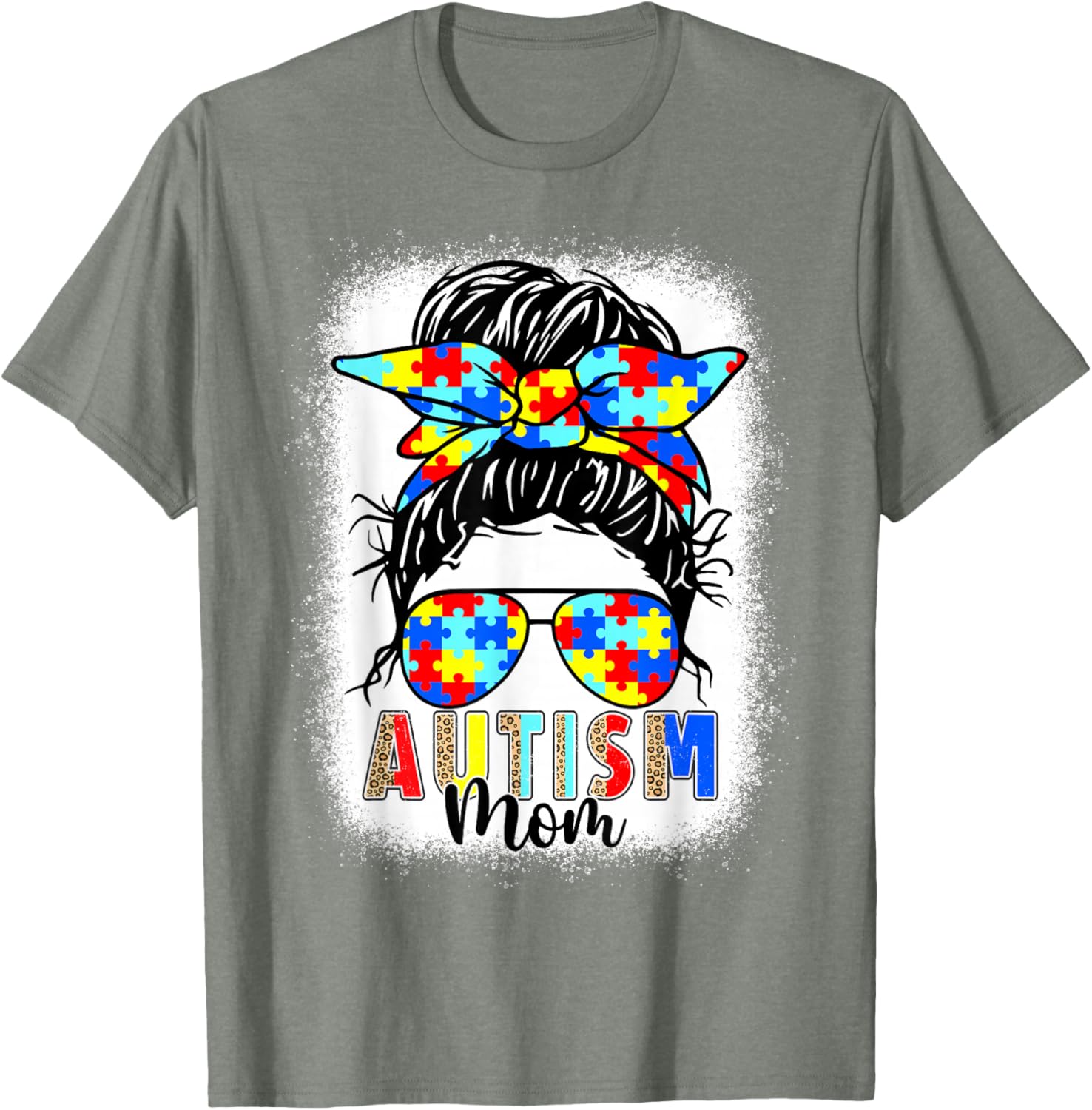 Autism Mom Life Messy Bun T-Shirt Perfect for Mother's Day Gift - 12
