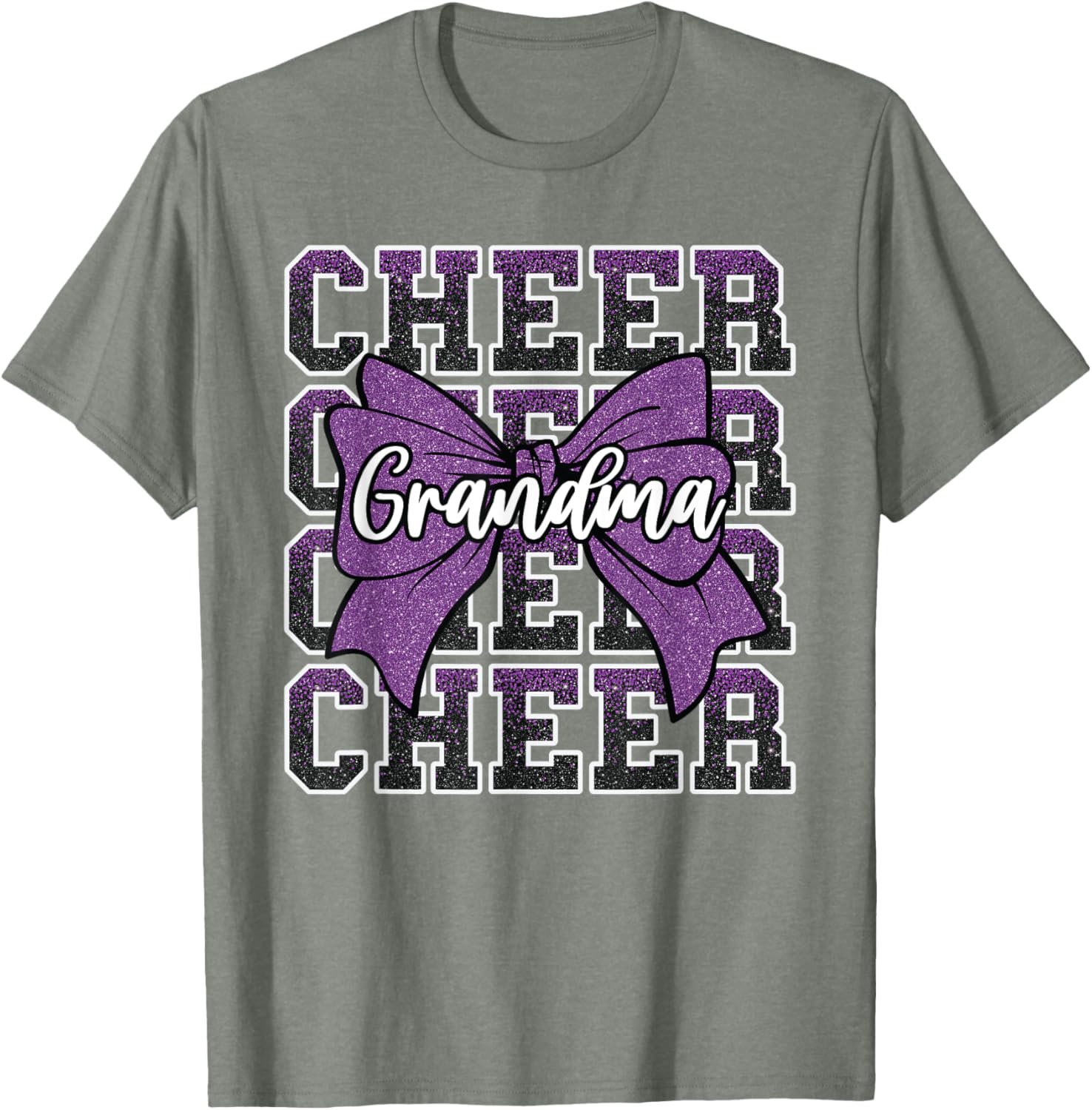 Cheer Grandma Bow Sport Purple T-Shirt for Cheerleaders and Fans - 14