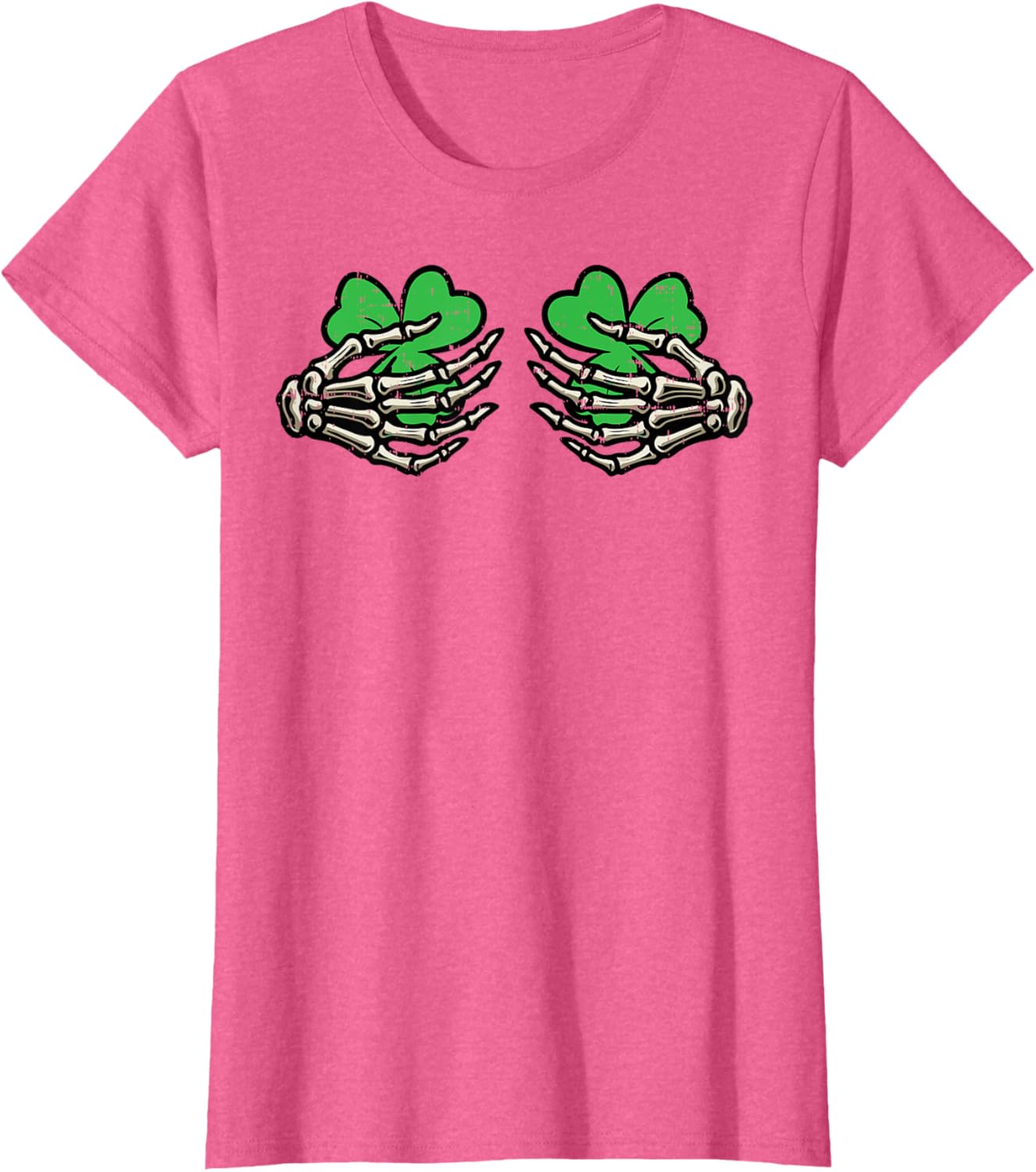 St Patricks Day Skeleton Hand Clover T-Shirt for Women - Fun Saint Patty's Style - 6