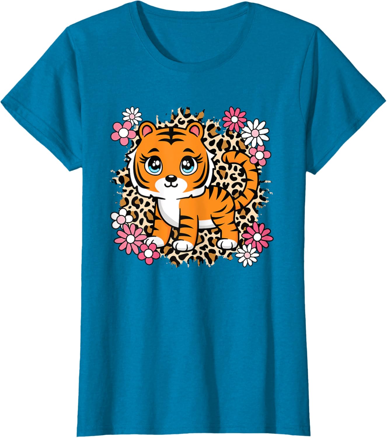 Cute Tiger Flowers T-Shirt for Women Girls and Kids - Perfect Gift for Tiger Lovers - 4