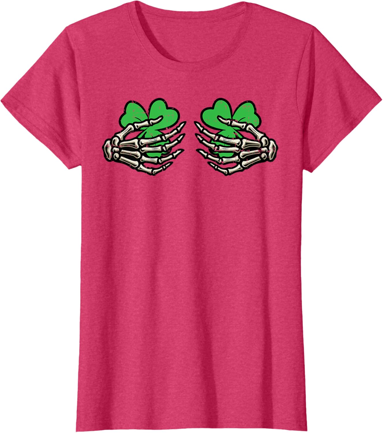 St Patricks Day Skeleton Hand Clover T-Shirt for Women - Fun Saint Patty's Style - 3