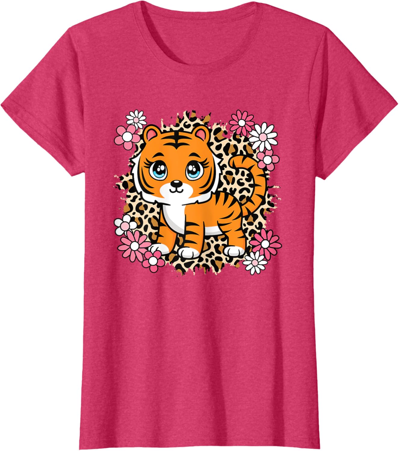 Cute Tiger Flowers T-Shirt for Women Girls and Kids - Perfect Gift for Tiger Lovers - 3