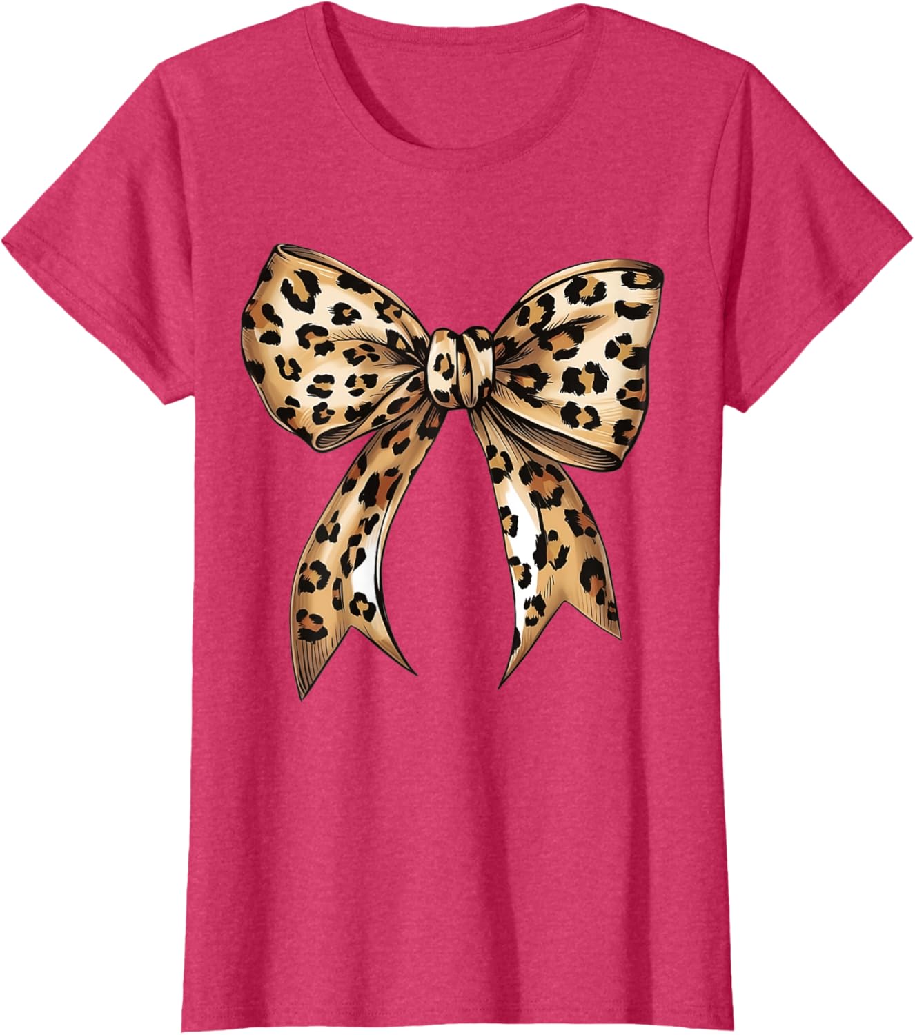 Stylish Leopard Print Croquette Bow T-Shirt for Trendy Fashion Lovers - 1