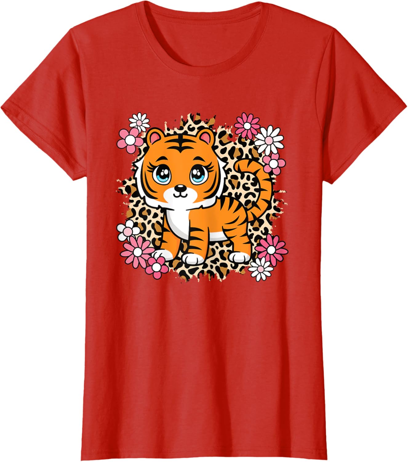 Cute Tiger Flowers T-Shirt for Women Girls and Kids - Perfect Gift for Tiger Lovers - 14