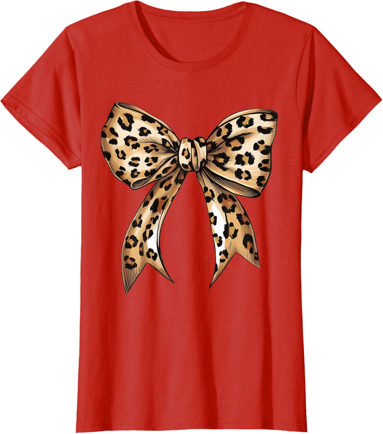 Stylish Leopard Print Croquette Bow T-Shirt for Trendy Fashion Lovers - 26