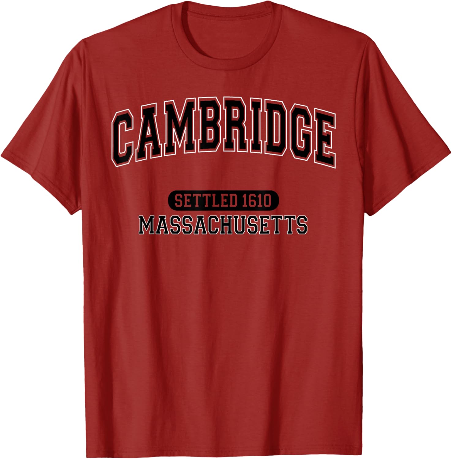 Vintage Arched Black T-Shirt Celebrating Cambridge Massachusetts 1610 - 1