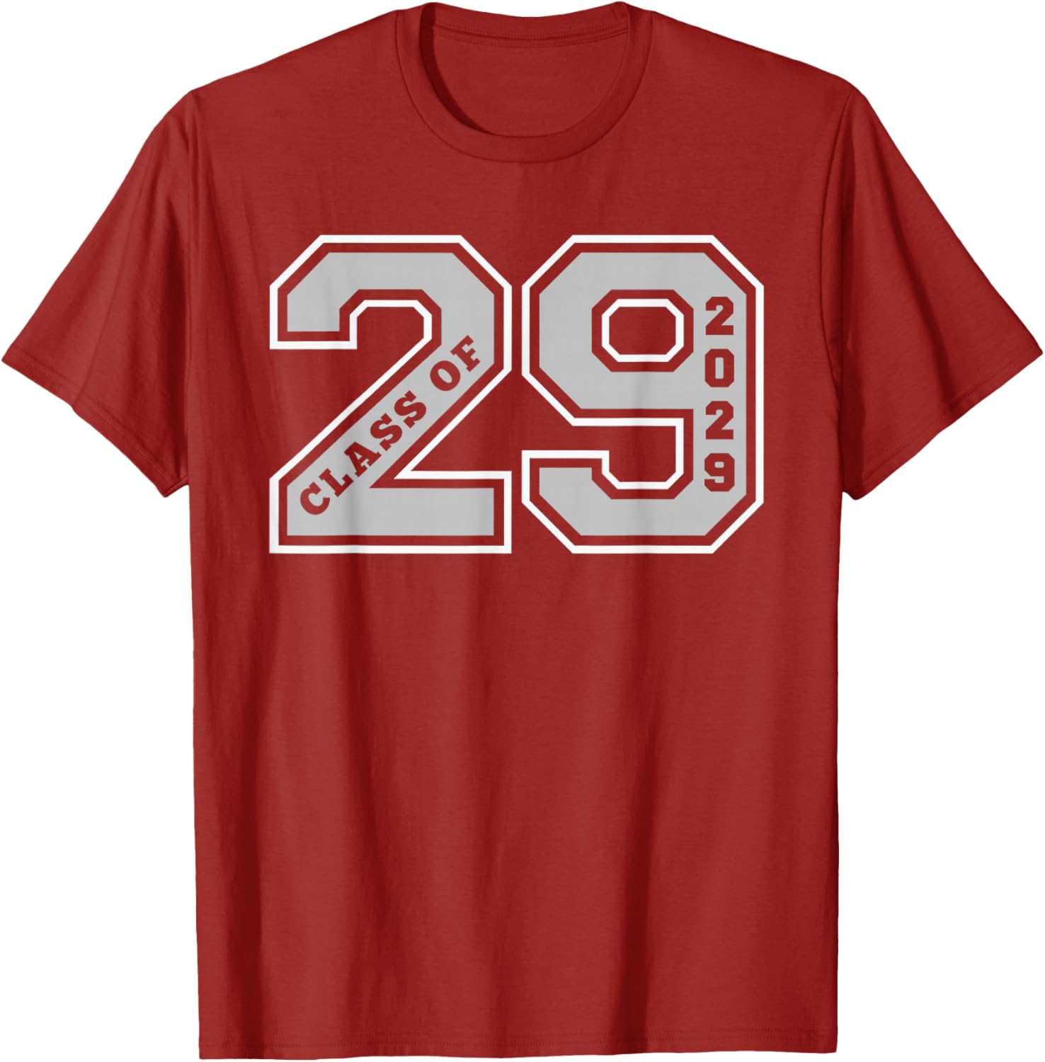Class of 2029 Grey Letterman Style Grad Gift T-Shirt for Celebrations - 18