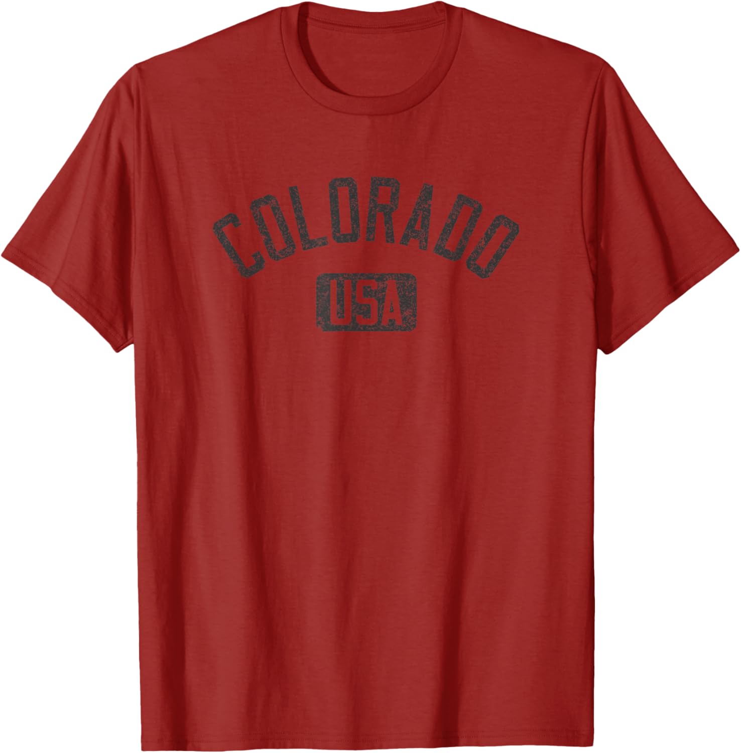 Colorado USA Arched Distressed Black Print T-Shirt for Casual Style - 16