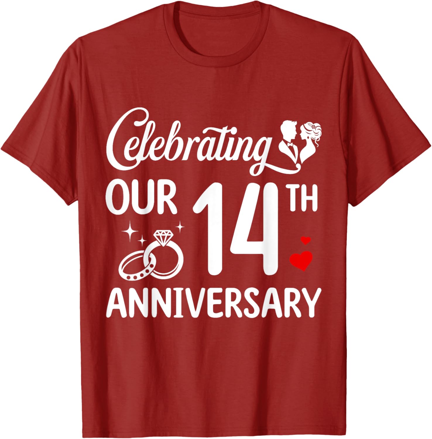 14th Wedding Anniversary T-Shirt for Couples - Celebrate 14 Years of Love - 12