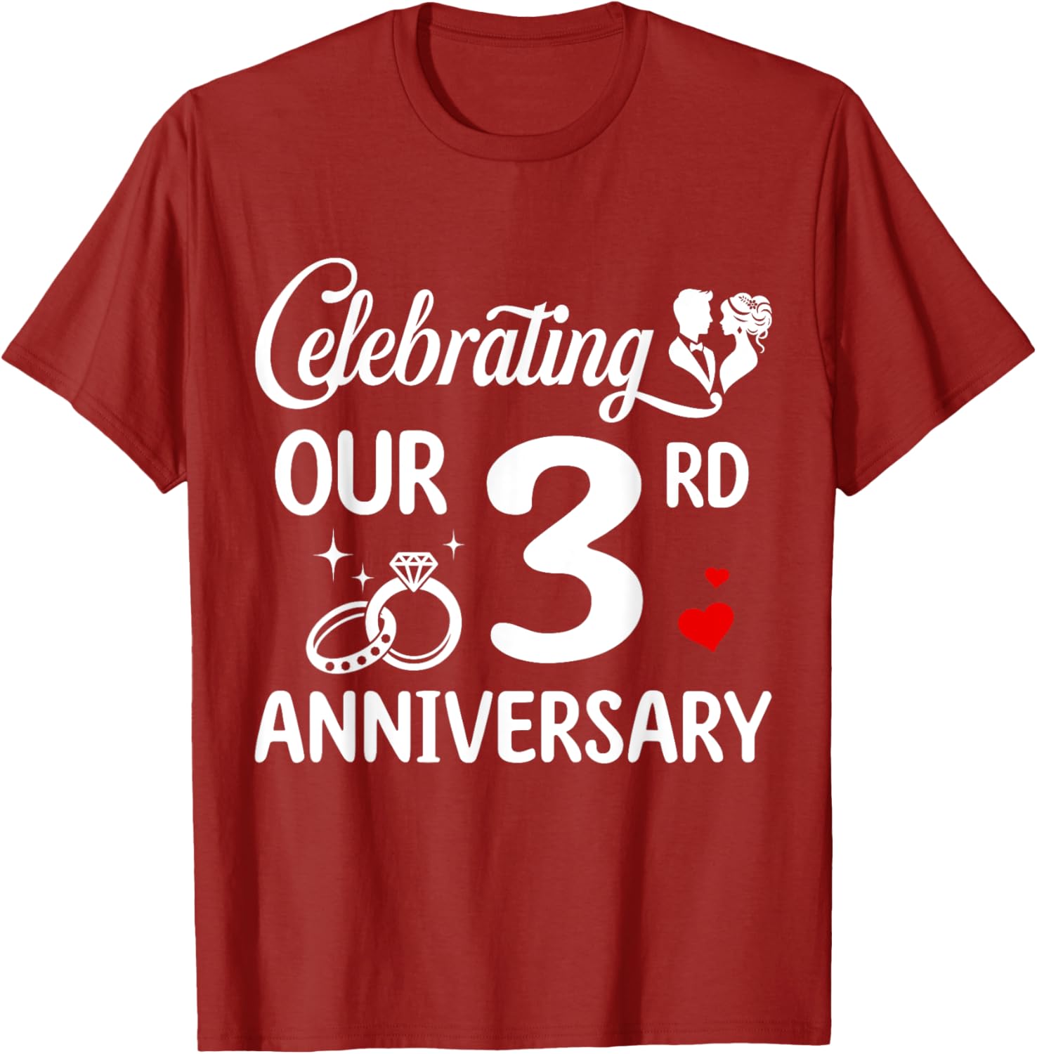 3rd Wedding Anniversary T-Shirt for Couples Celebrating 3 Years of Love - 5