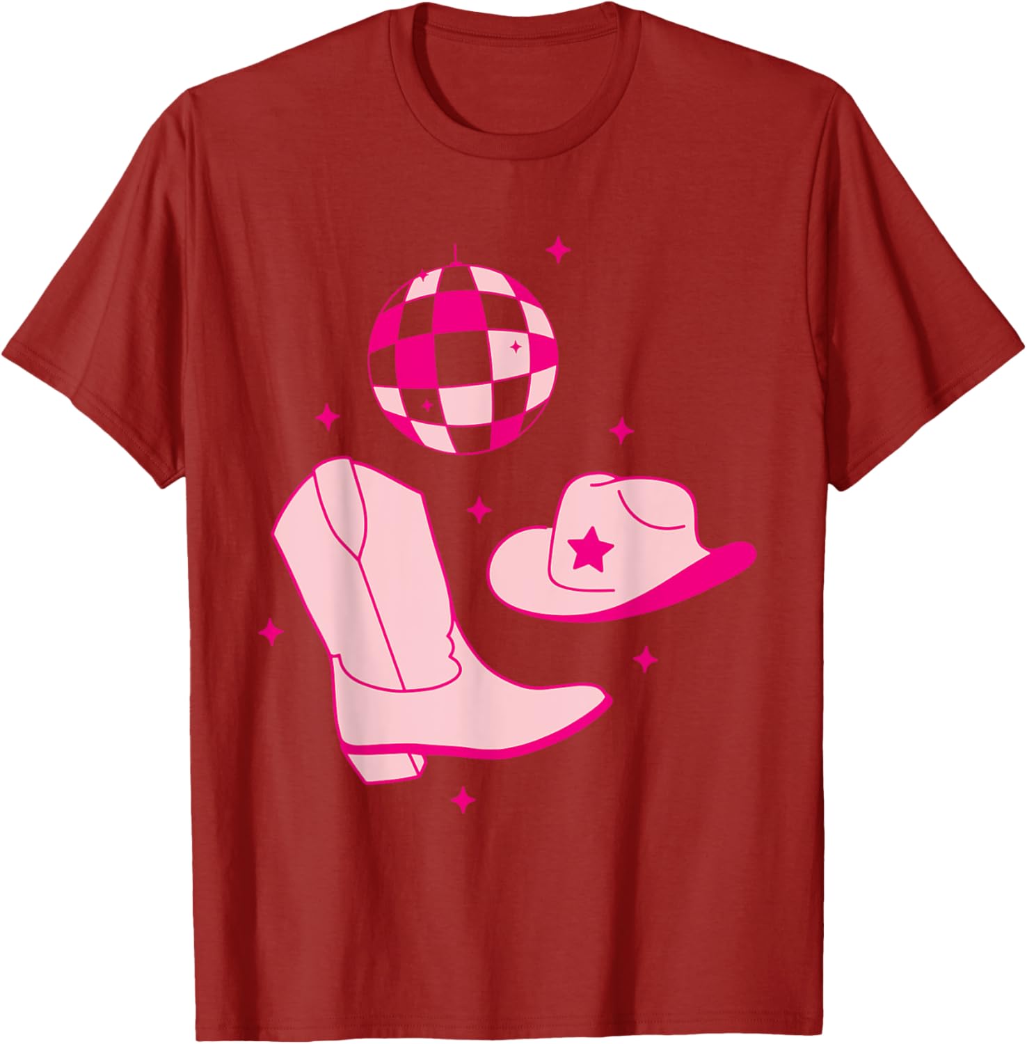Cute Cowgirl Coquette Pink T-Shirt for Women and Girls - Rodeo Style - 1