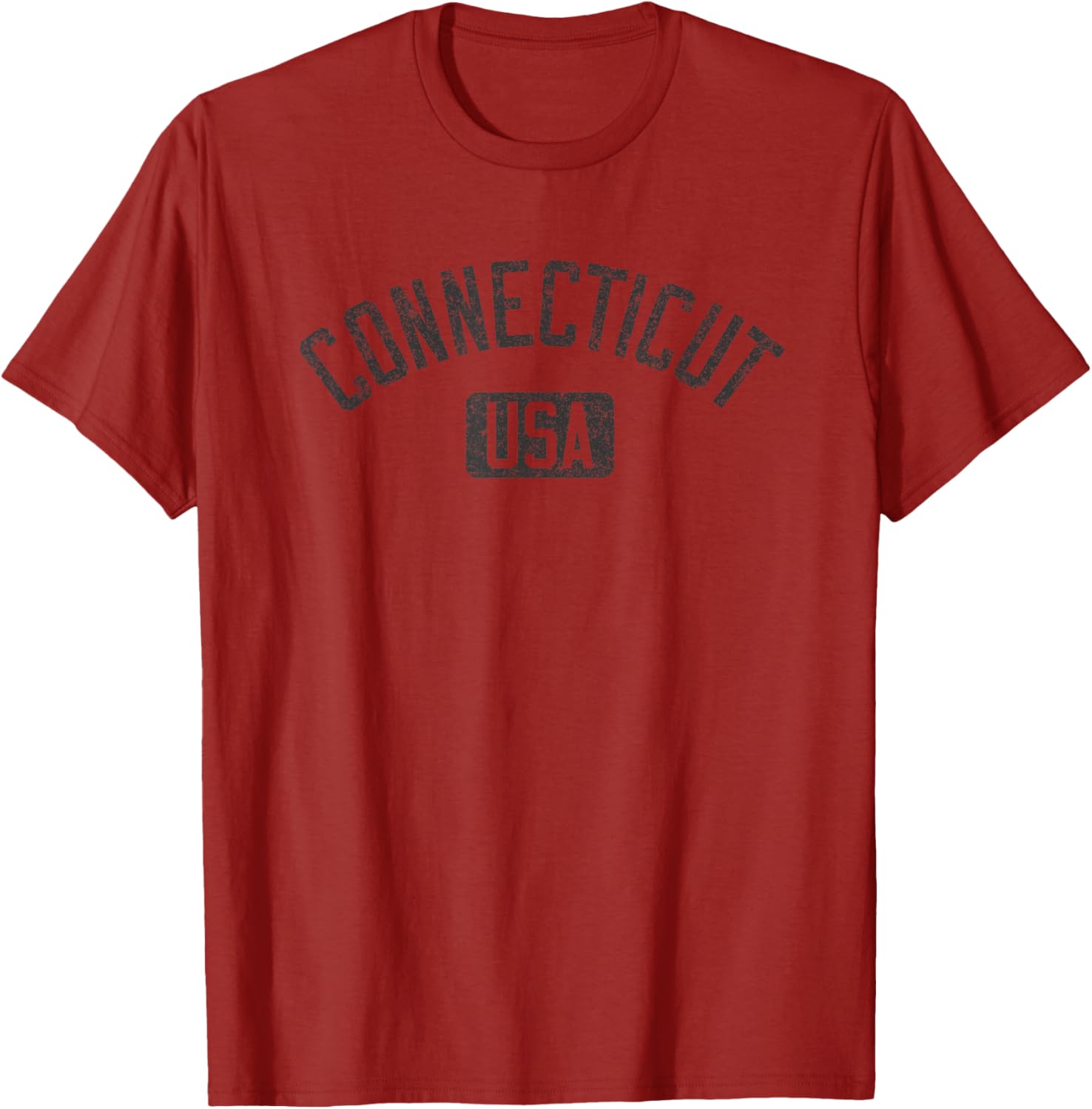 Connecticut Arched Text Distressed Black Print T-Shirt for Casual Style - 2