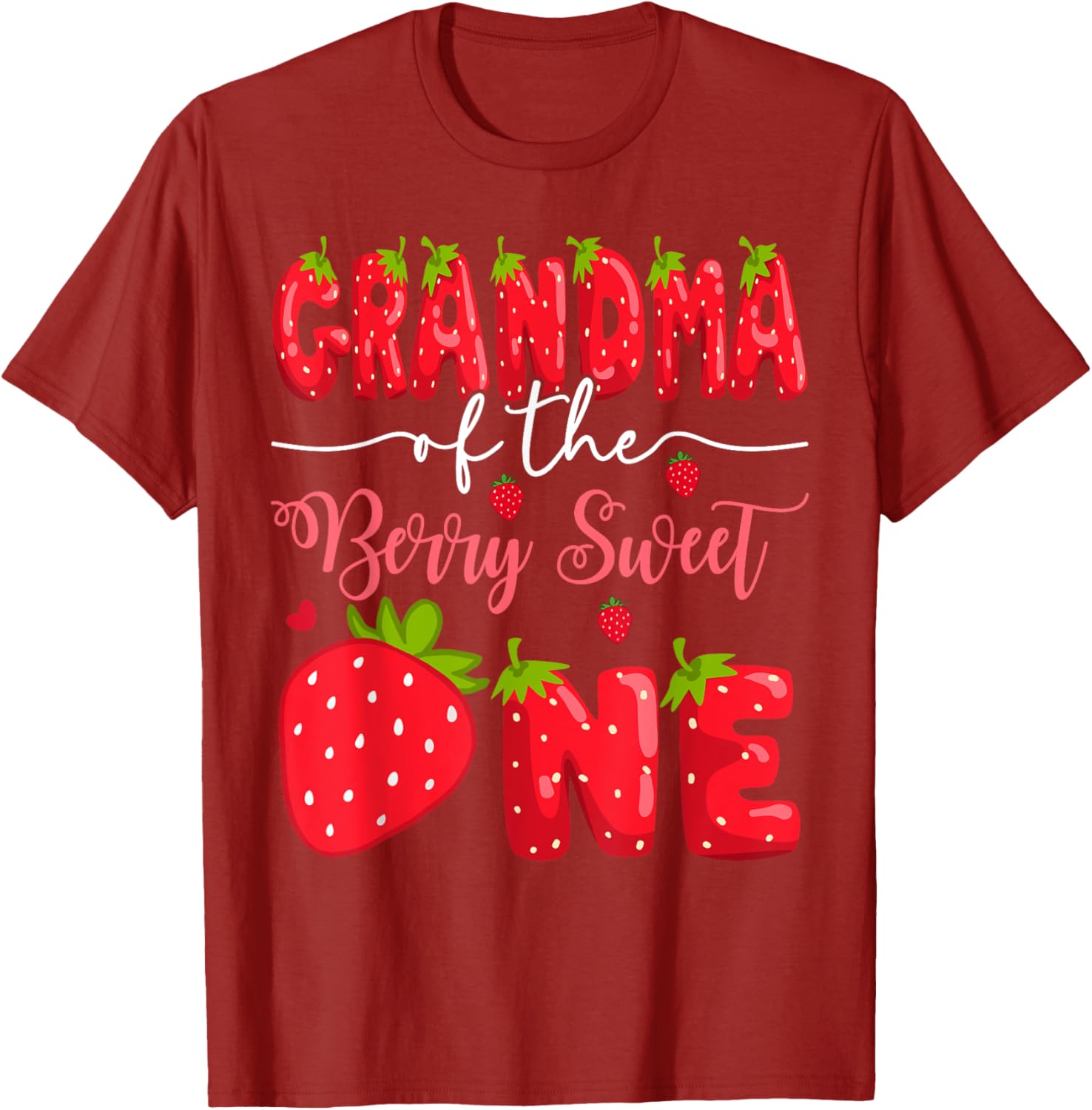 Adorable Grandma of the Berry Sweet One 1st Birthday Strawberry T-Shirt - 13