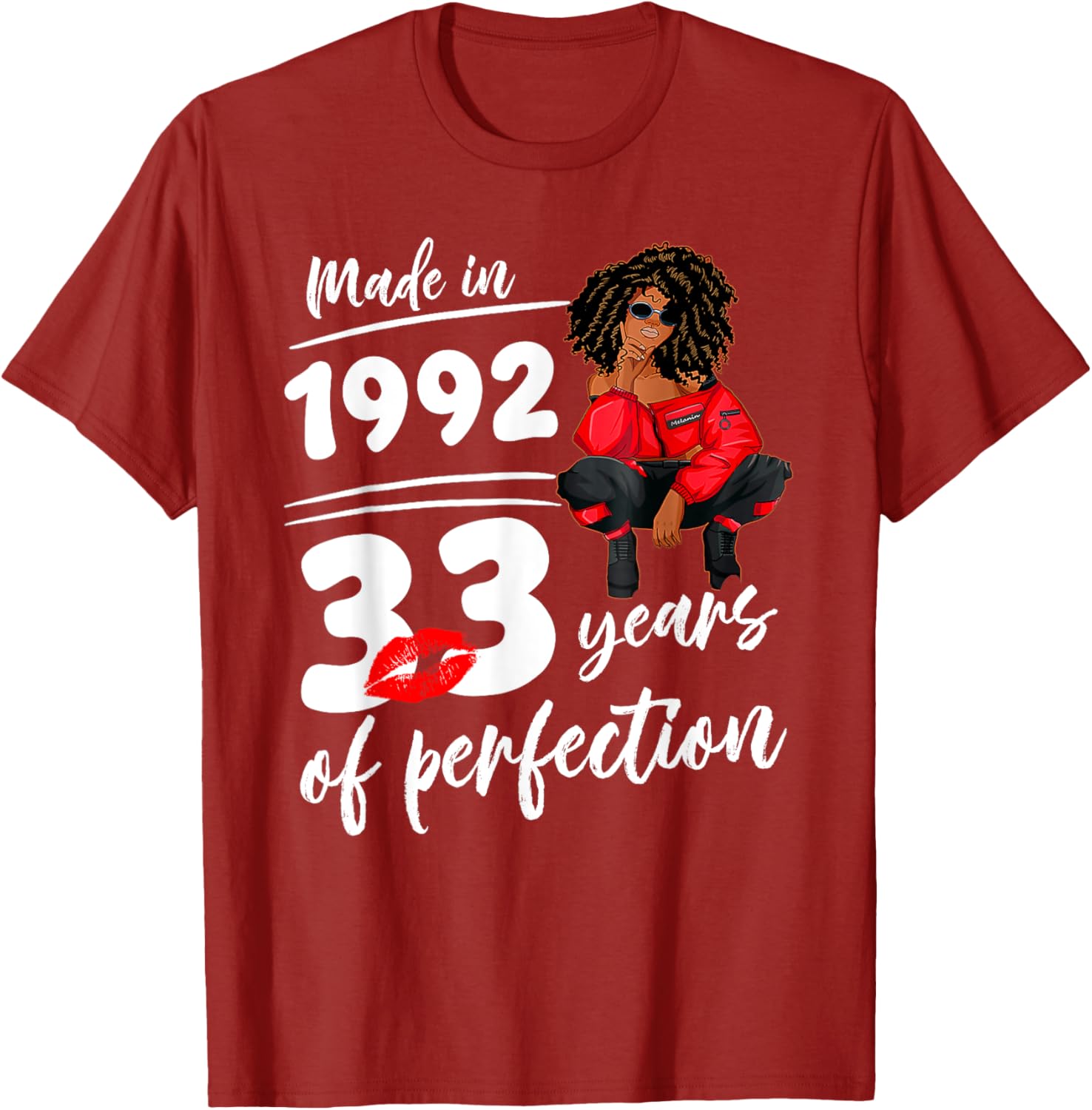 Birthday T-Shirt for Melanin Women - Made in 1992, 33 Years of Perfection - 3