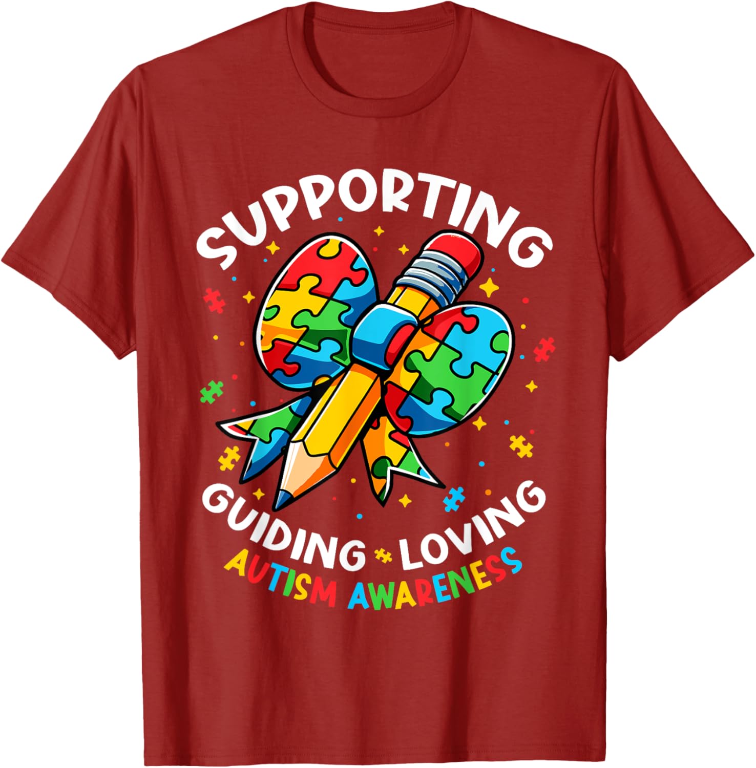 Autism Awareness Teacher Support Guide Love Design T-Shirt for Educators - 1