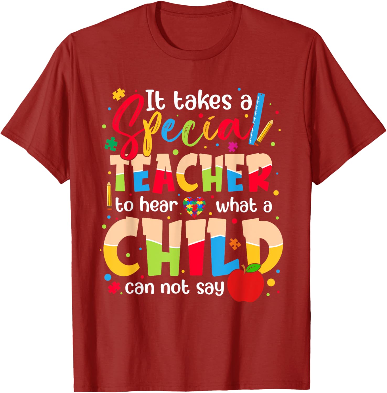 Autism Awareness T-Shirt for Kids It Takes A Special Teacher Design - 11