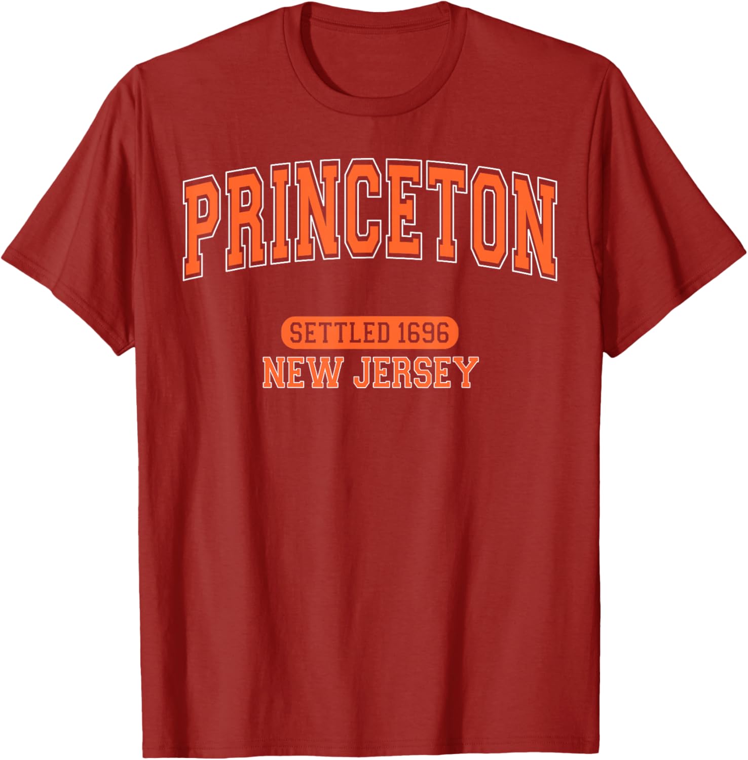 Vintage Arched Orange T-Shirt Celebrating Princeton New Jersey 1696 - 10