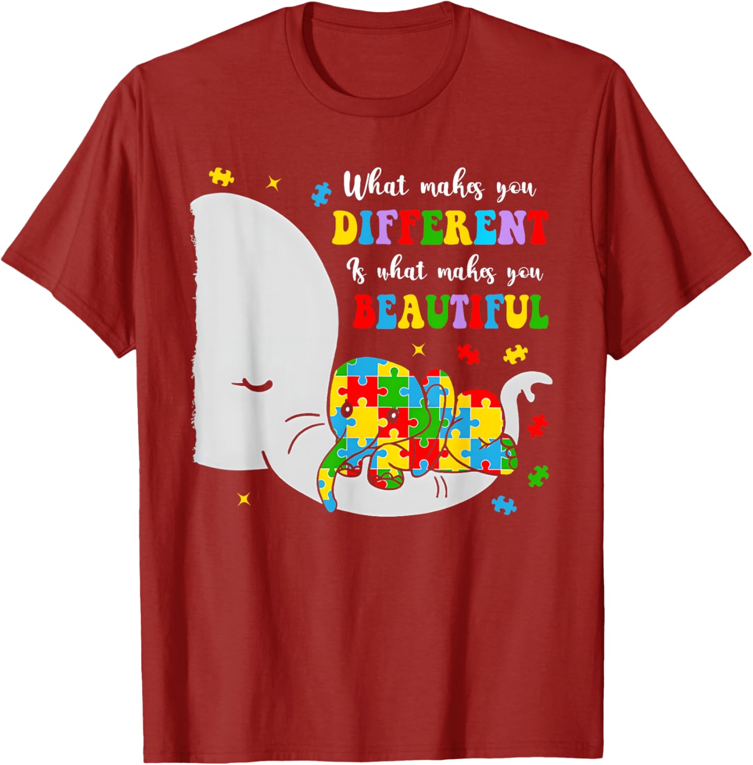 Unique Elephant Autism Awareness T-Shirt - Embrace Differences with Style - 11