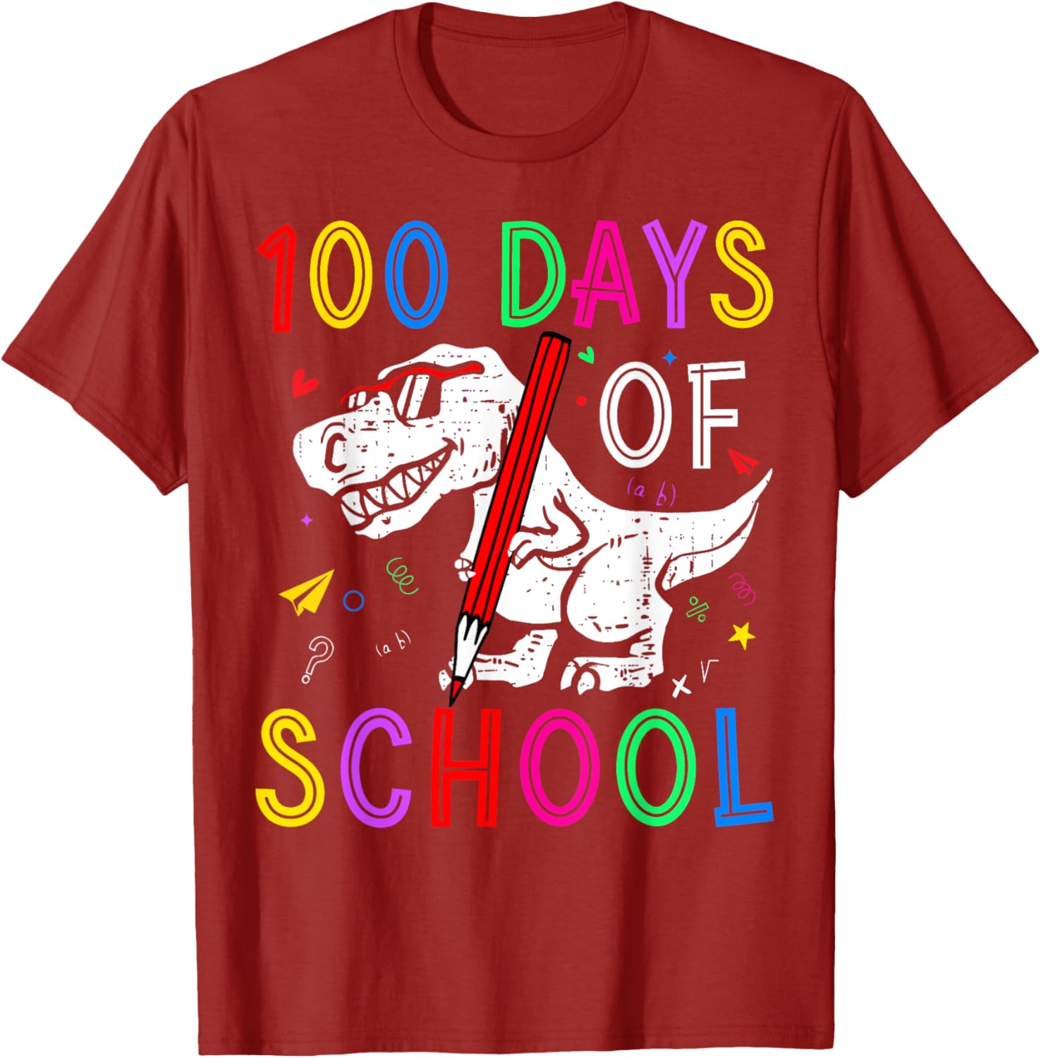 100 Days of School Dino T-Rex Kids T-Shirt for Teachers and Students - 14