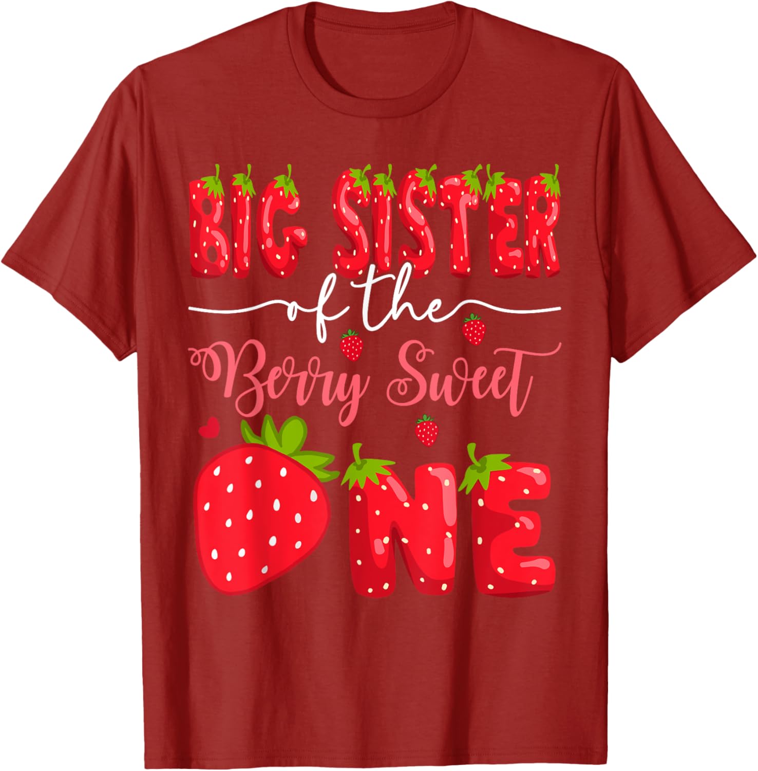 Big Sister Strawberry T-Shirt for 1st Birthday Celebration - Cute Design - 9