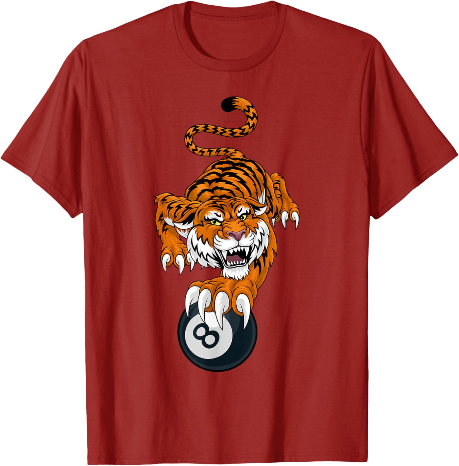 Tiger Angry Pool 8 Ball Billiards Cartoon Character T-Shirt for Fun Style - 13