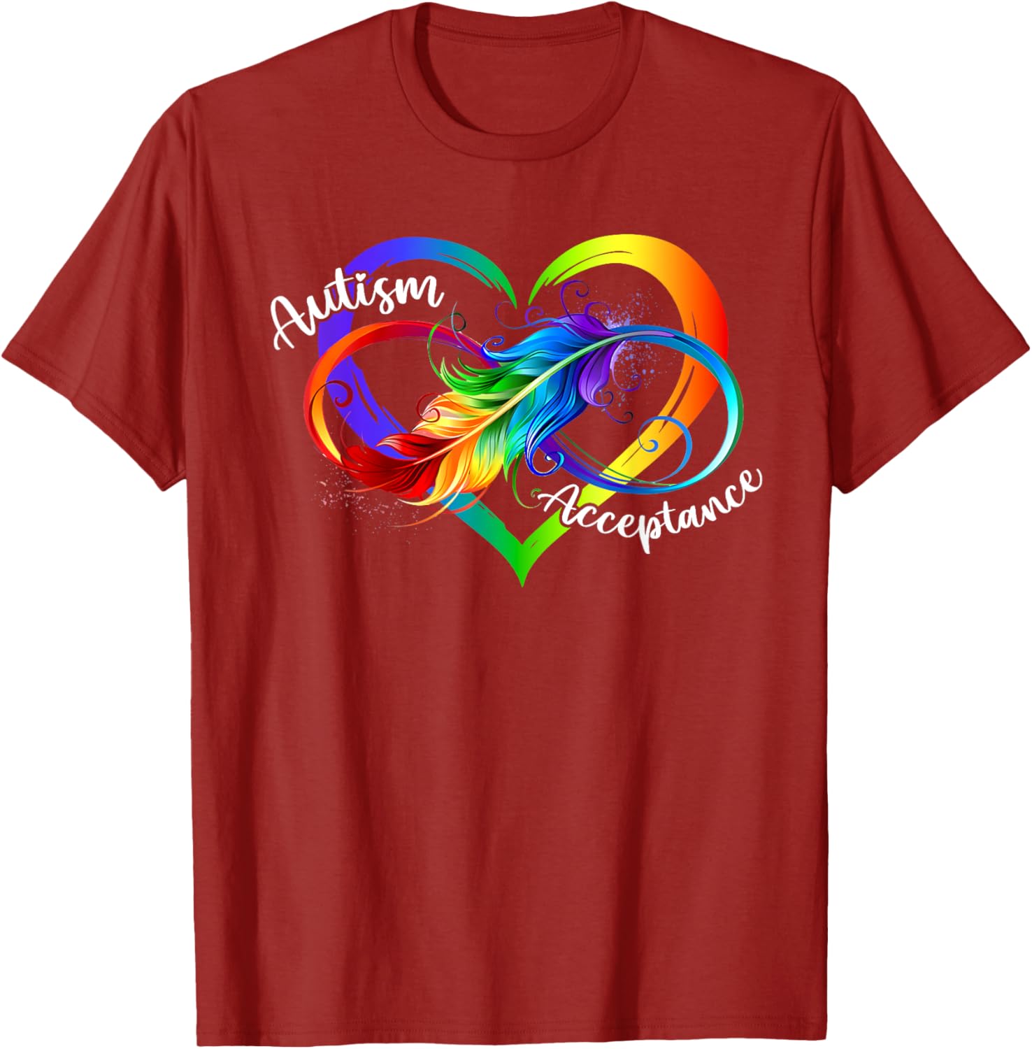 Autism Red Infinity Symbol T-Shirt for Women's Acceptance Fashion - 8