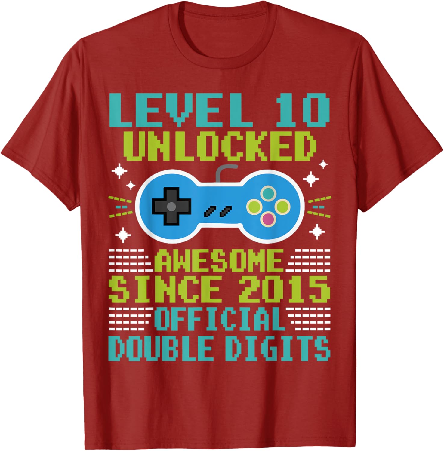 Cool 10th Birthday Boys T-Shirt Level 10 Unlocked Awesome Since 2015 - 2
