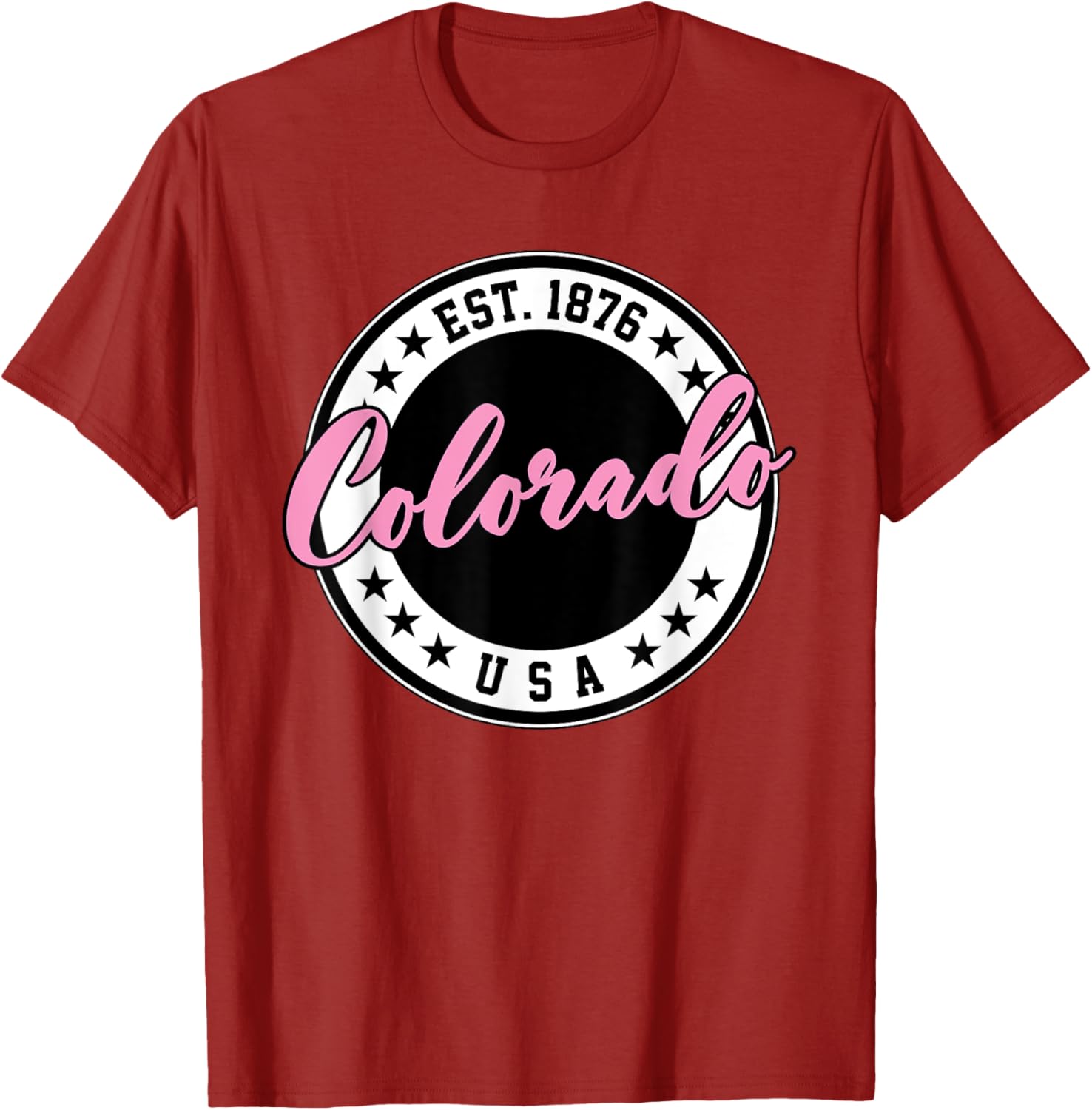 Colorado USA Script Circle Pink Text T-Shirt for Stylish Comfort - 16