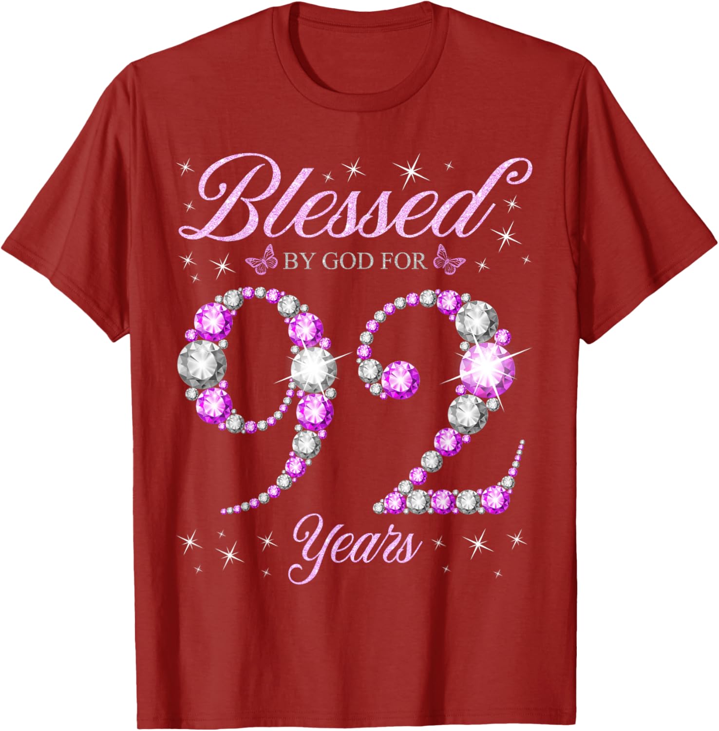Blessed By God 92 Years Old Birthday Party T-Shirt for 92nd Celebration - 3
