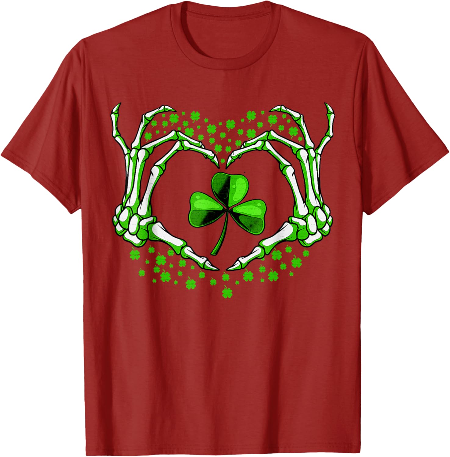 Skeleton Hand Heart Shamrock St Patricks Day T-Shirt for Festive Fun - 23