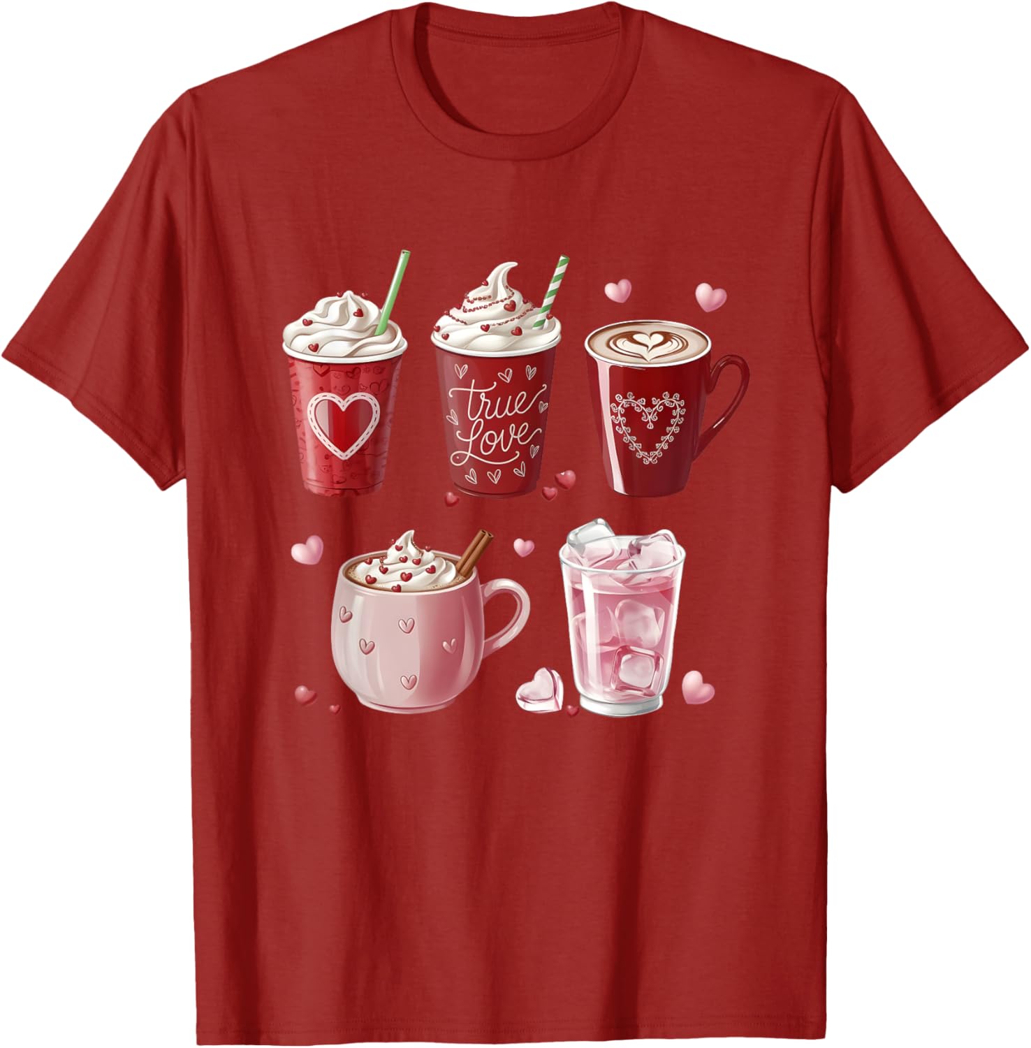 Coffee Lover Valentine T-Shirt Cute Coffee Cups Design for Him or Her - 25
