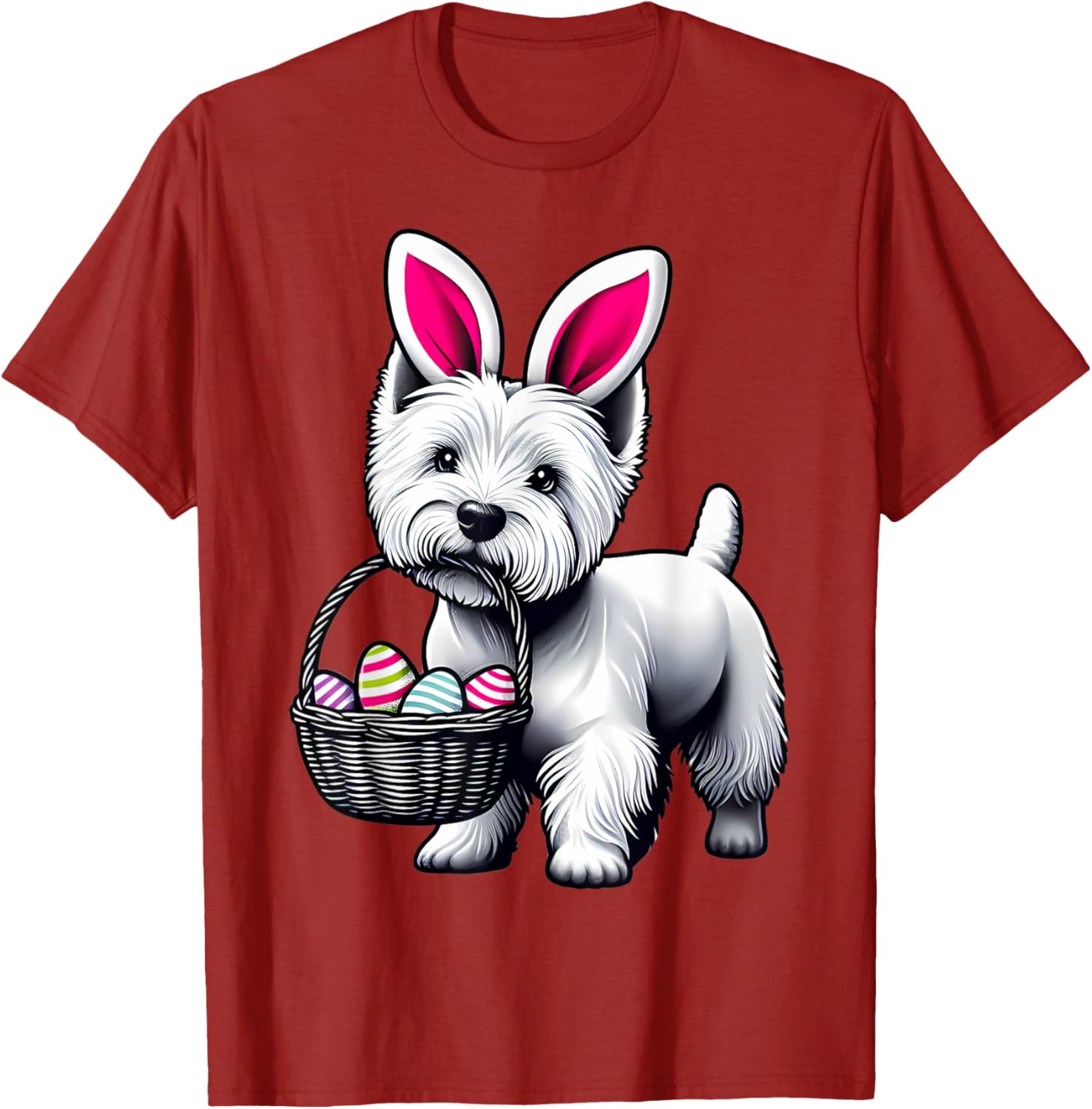 Adorable Bunny Ear West Highland Terrier Easter Eggs T-Shirt for Dogs - 3
