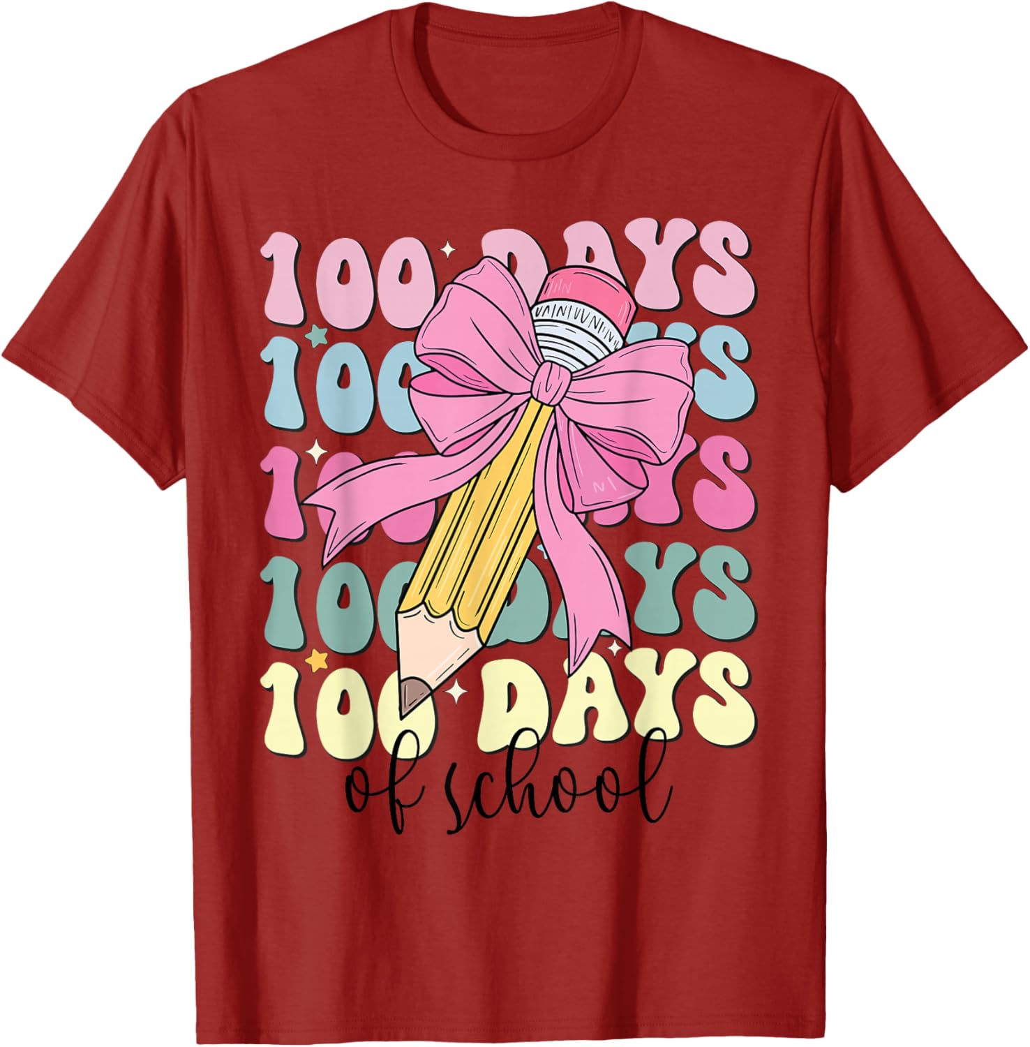 Adorable 100 Days of School Girls Coquette Bow T-Shirt for Kids - 6
