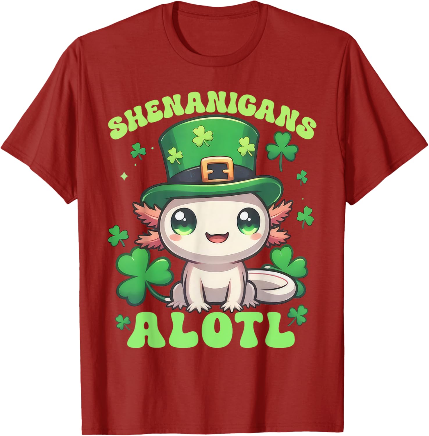 Axolotl St. Patrick's Day Fun T-Shirt for Kids and Adults - 10
