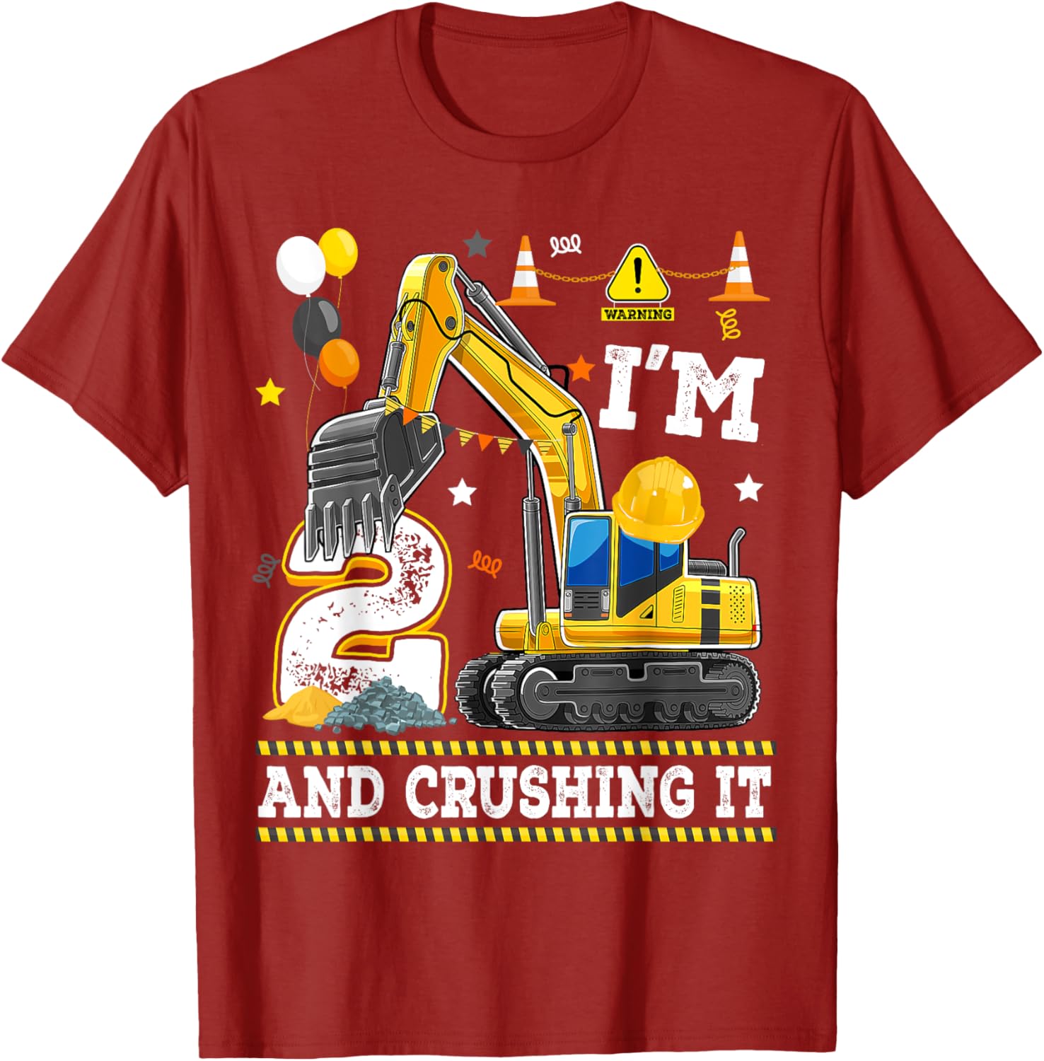Adorable 2nd Birthday Excavator Digger Builder T-Shirt for Kids - 17