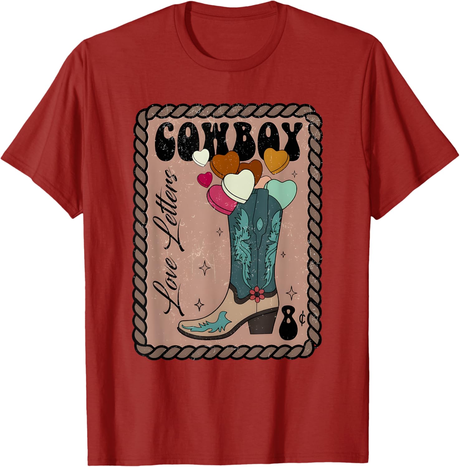 Cute Cowboy Love Letter Retro Valentine T-Shirt for Western Lovers - 13