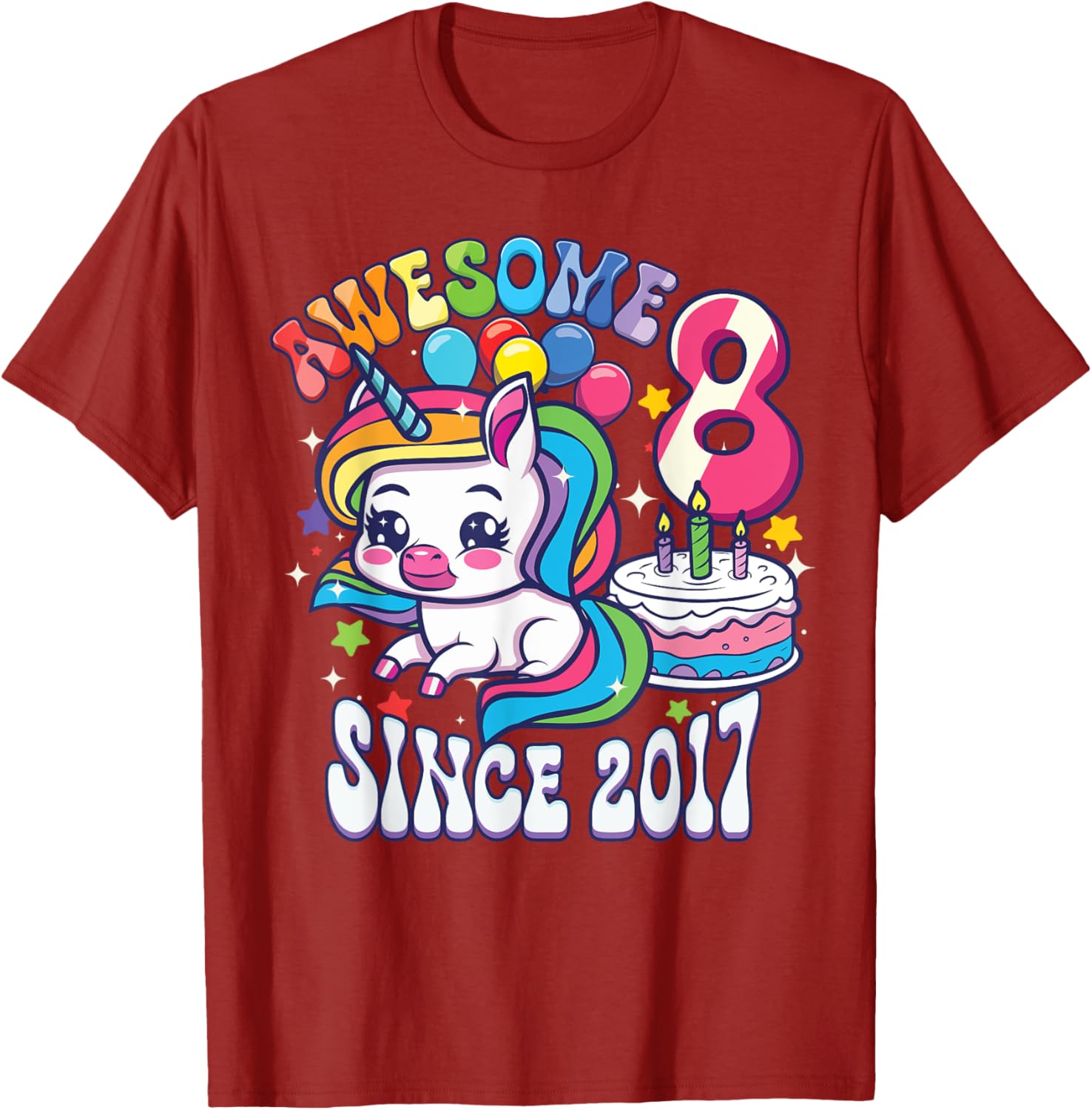 8th Birthday Unicorn T-Shirt Awesome Since 2017 Perfect Gift for Girls - 13