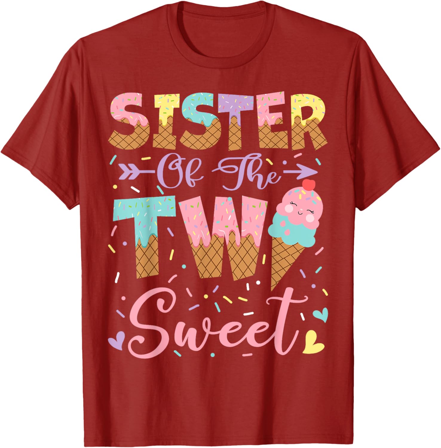 Adorable Sister of the Two Sweet Summer Ice Cream Birthday T-Shirt - 8