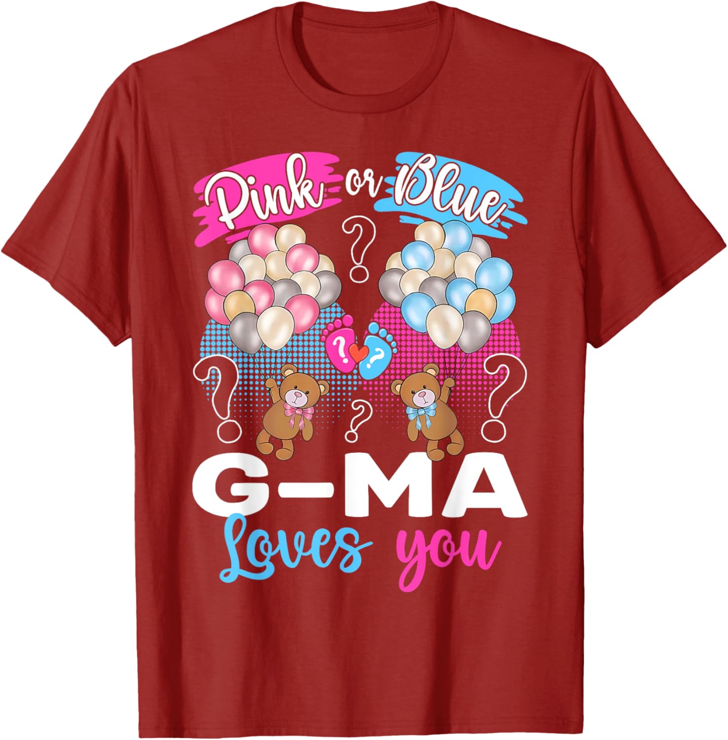 Bears Pink or Blue G-Ma Loves You Gender Reveal T-Shirt for Grandmas - 15