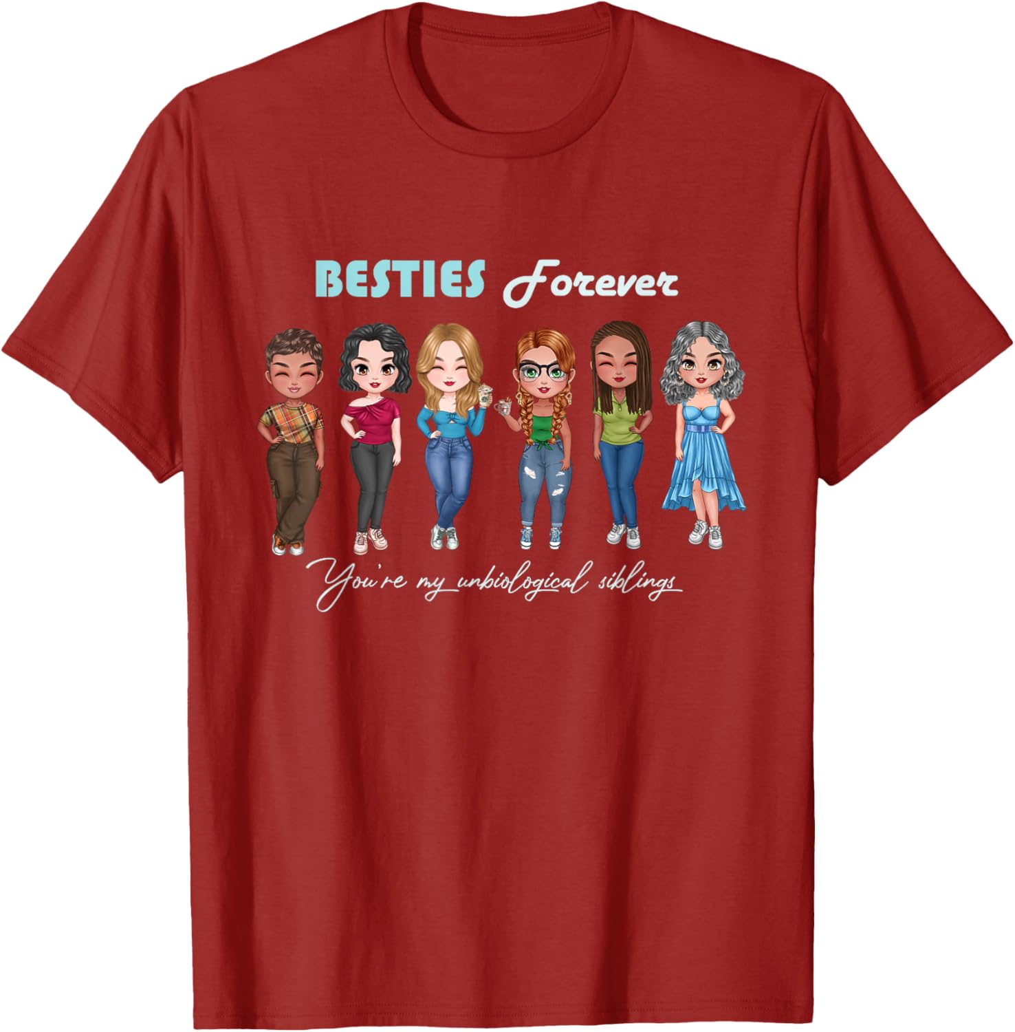 Chibi Best Friends T-Shirt for Unbiological Sisters and Siblings - 5