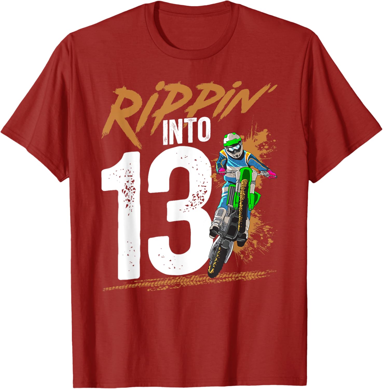 Cool 13th Dirt Bike Birthday Party T-Shirt for Young Bikers - 9